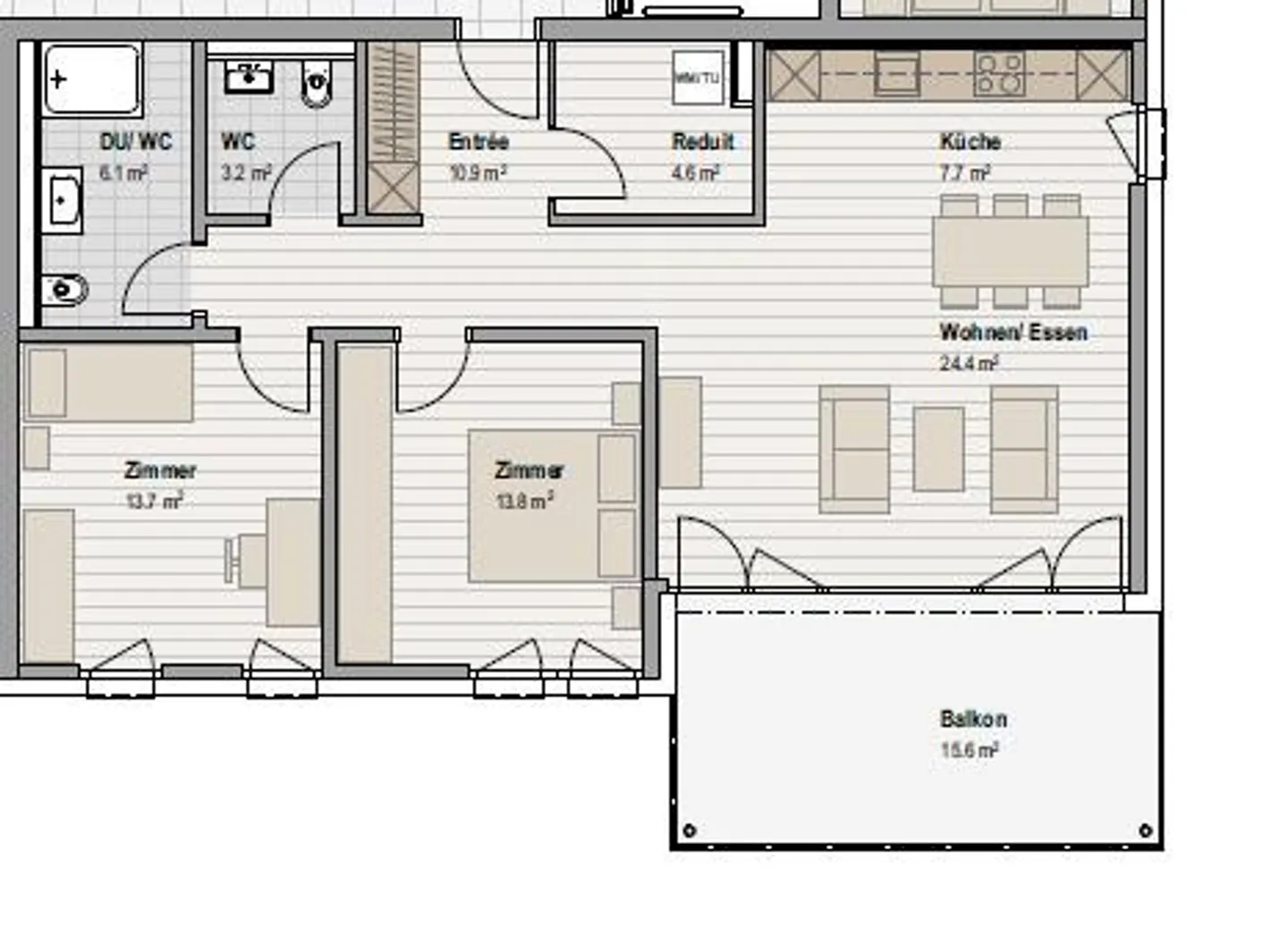 Belle appartement de 3,5 pièces à Wohlenschwil - Photo 7 sur 7