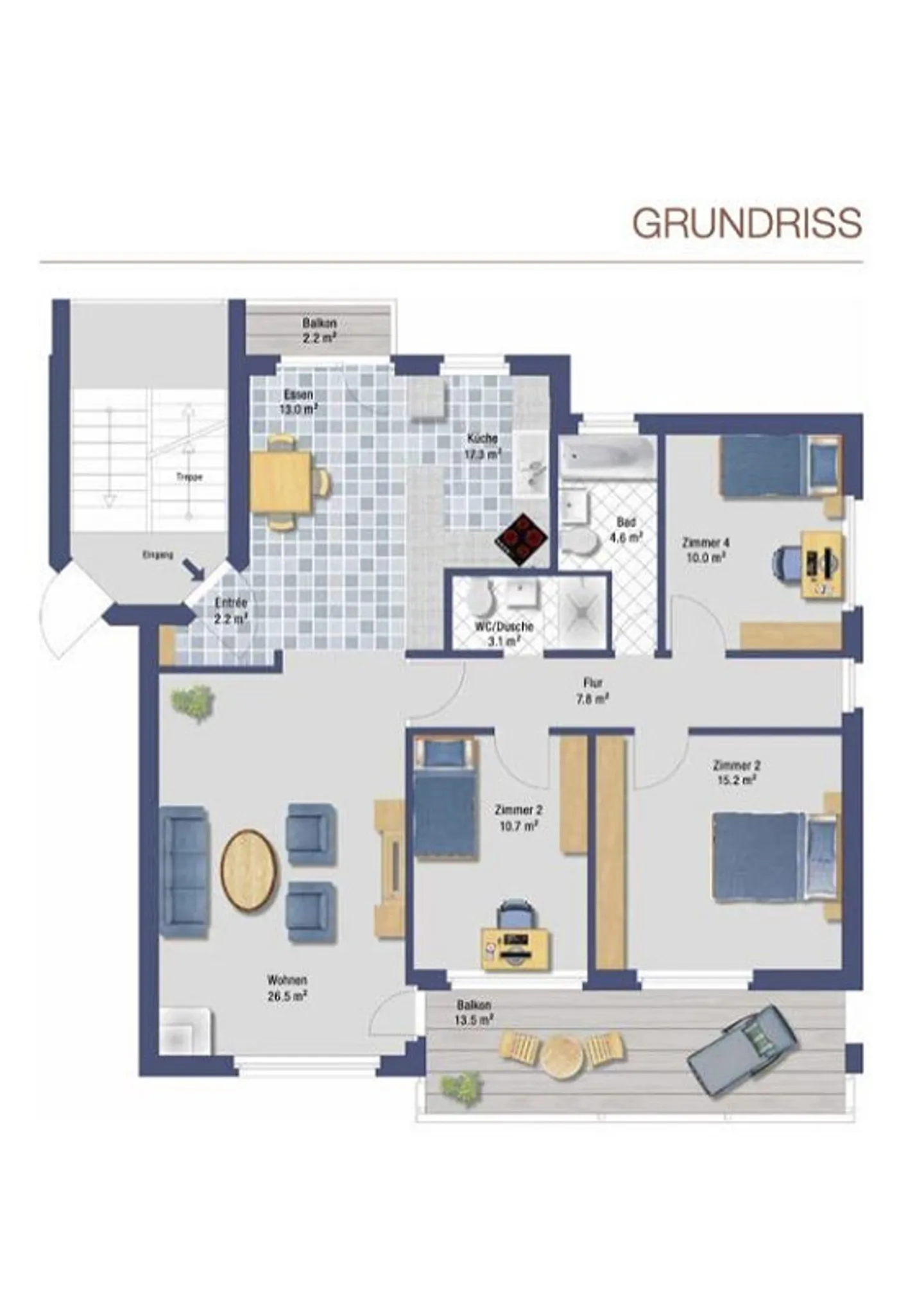 Appartement de 4,5 pièces avec grand balcon, emplacement central - Photo 11 sur 11