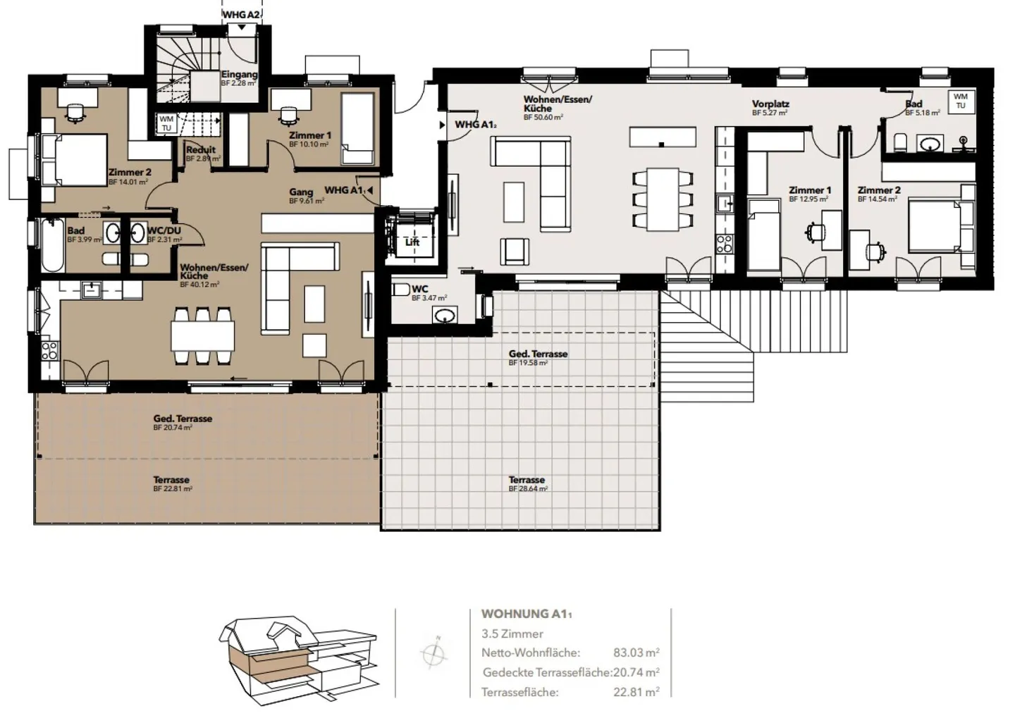Modernes 3.5-Zimmer-Apartment mit Aussicht - Foto 14 von 15