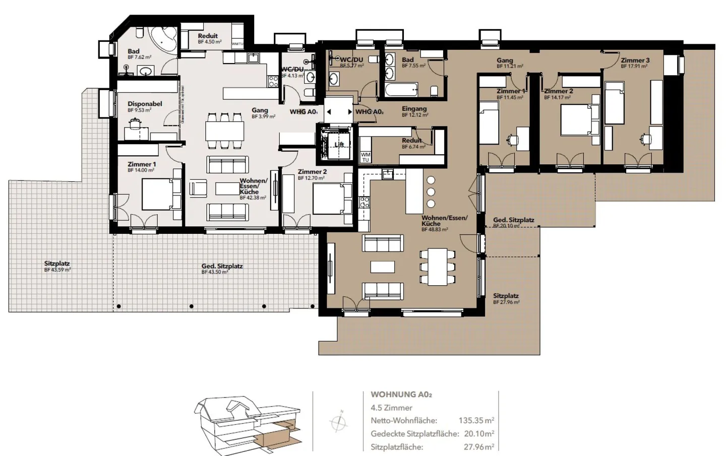 Nouvelle construction 4.5 au rez-de-chaussée avec 135m2 d'espace de vie et vue imprenable - Photo 17 sur 19