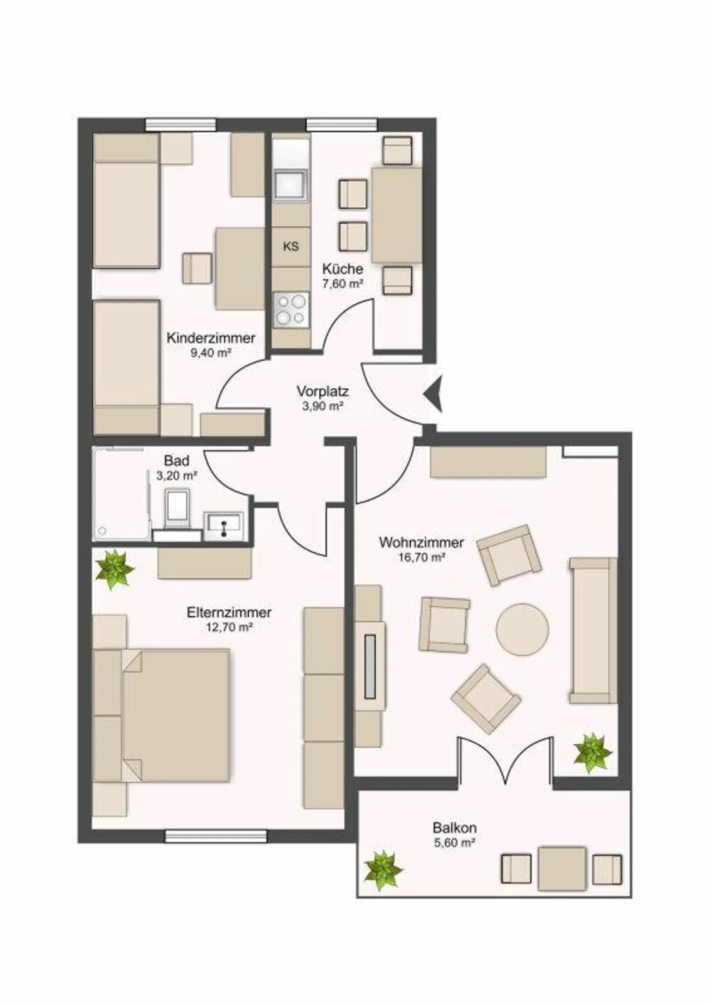 modernisierte 3 Zimmer-Wohnung in St. Gallen - Foto 9 von 9