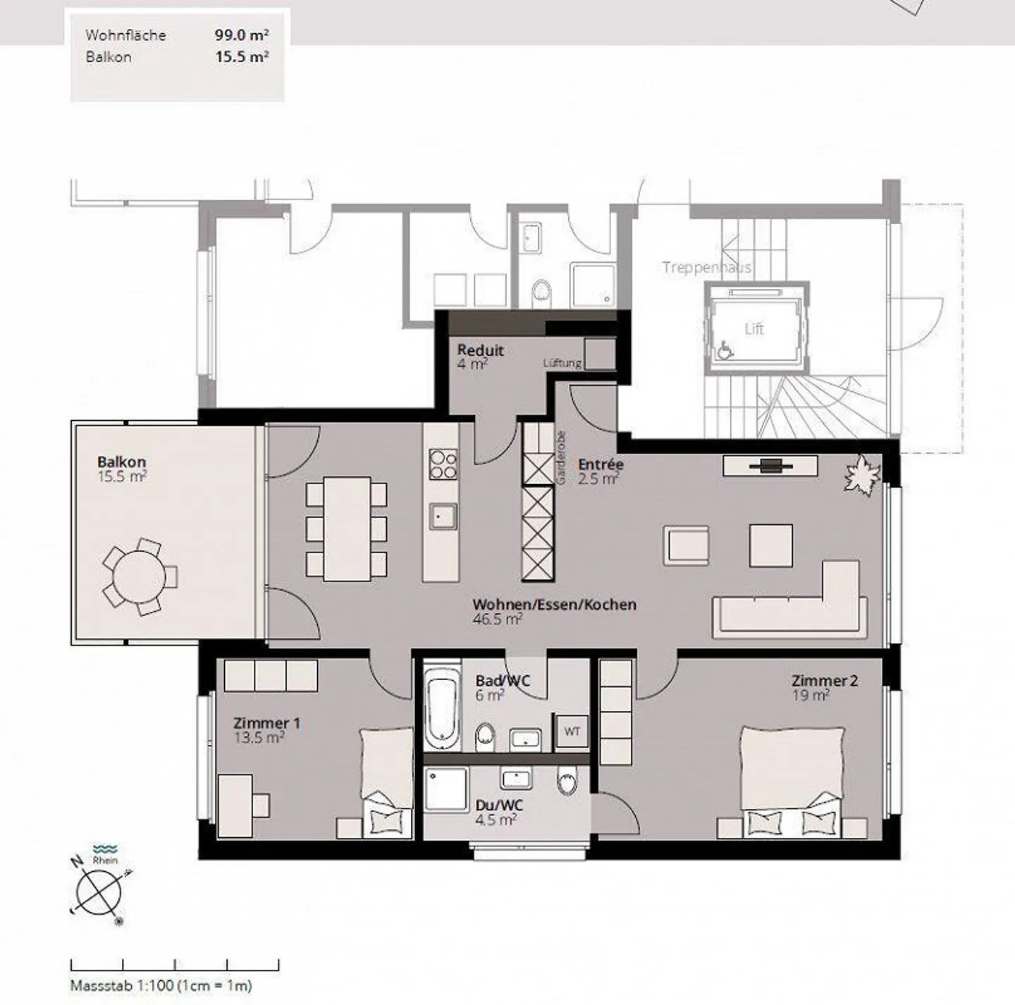 Modern 3.5 Apartment Directly on the Rhine - Photo 7 of 9