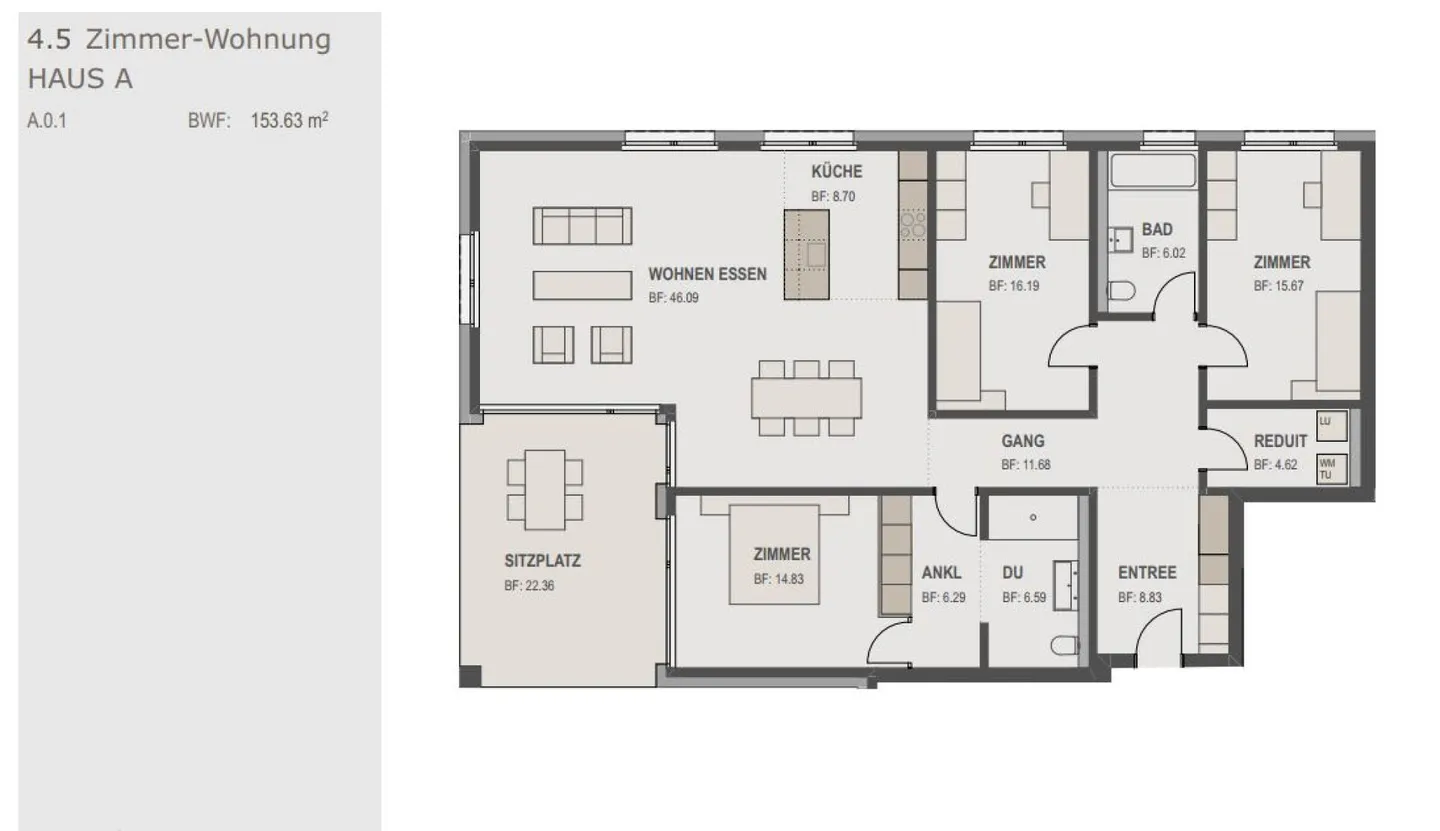 Prima locazione: appartamento di 4,5 locali incluso un locale di deposito di 8,5 m² + cantina di 7,3 m² - Foto 3 di 6