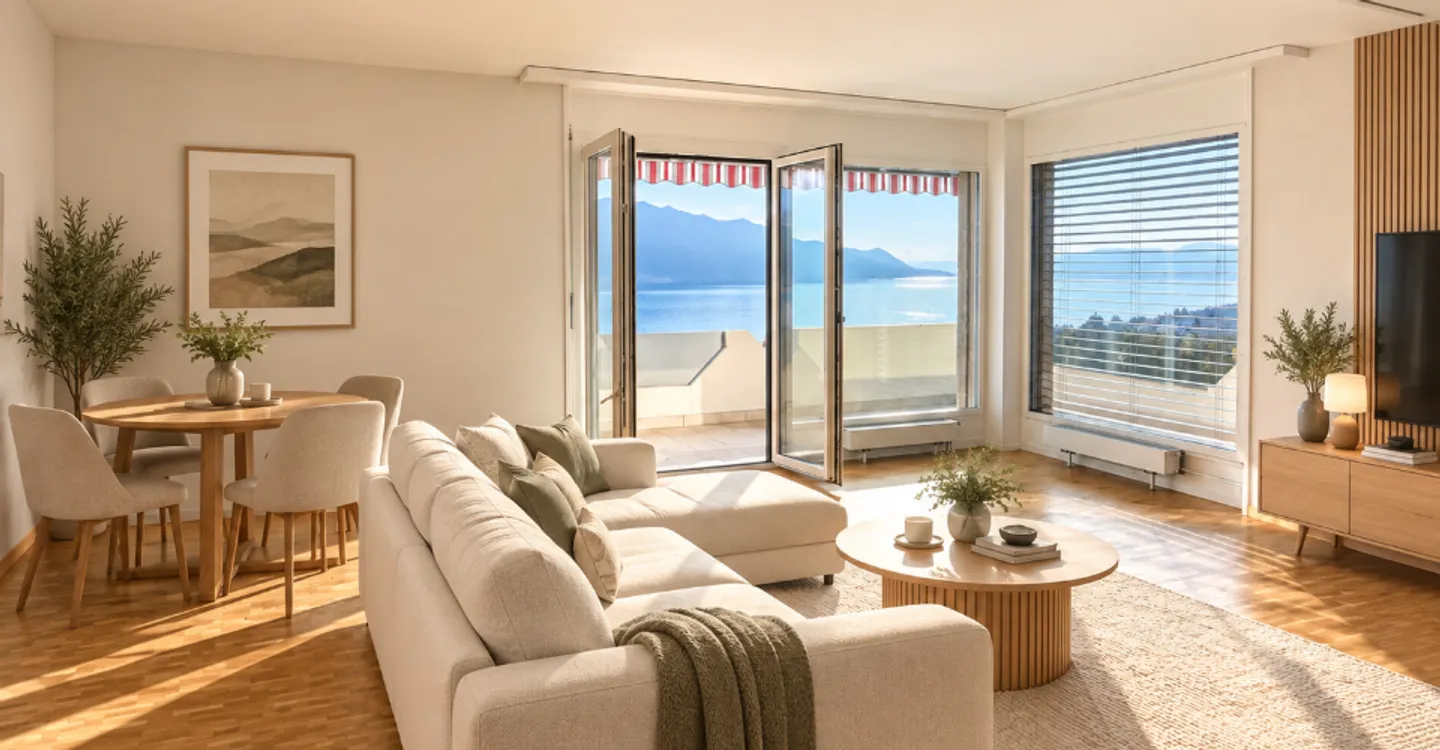 MAGNIFICA 2.5 STANZE COMPLETAMENTE RINNOVATE – VISTA PANORAMICA DEL LAGO & MONTAGNE – TERRAZZA & GIARDINO - Foto 2 di 2