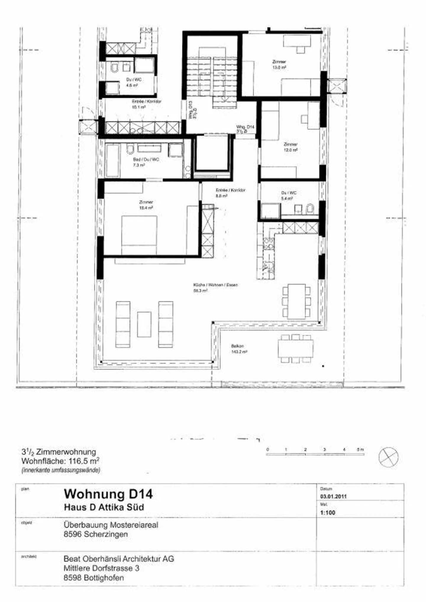 Appartement en attique de 3,5 pièces ensoleillé et calme - Photo 8 sur 8