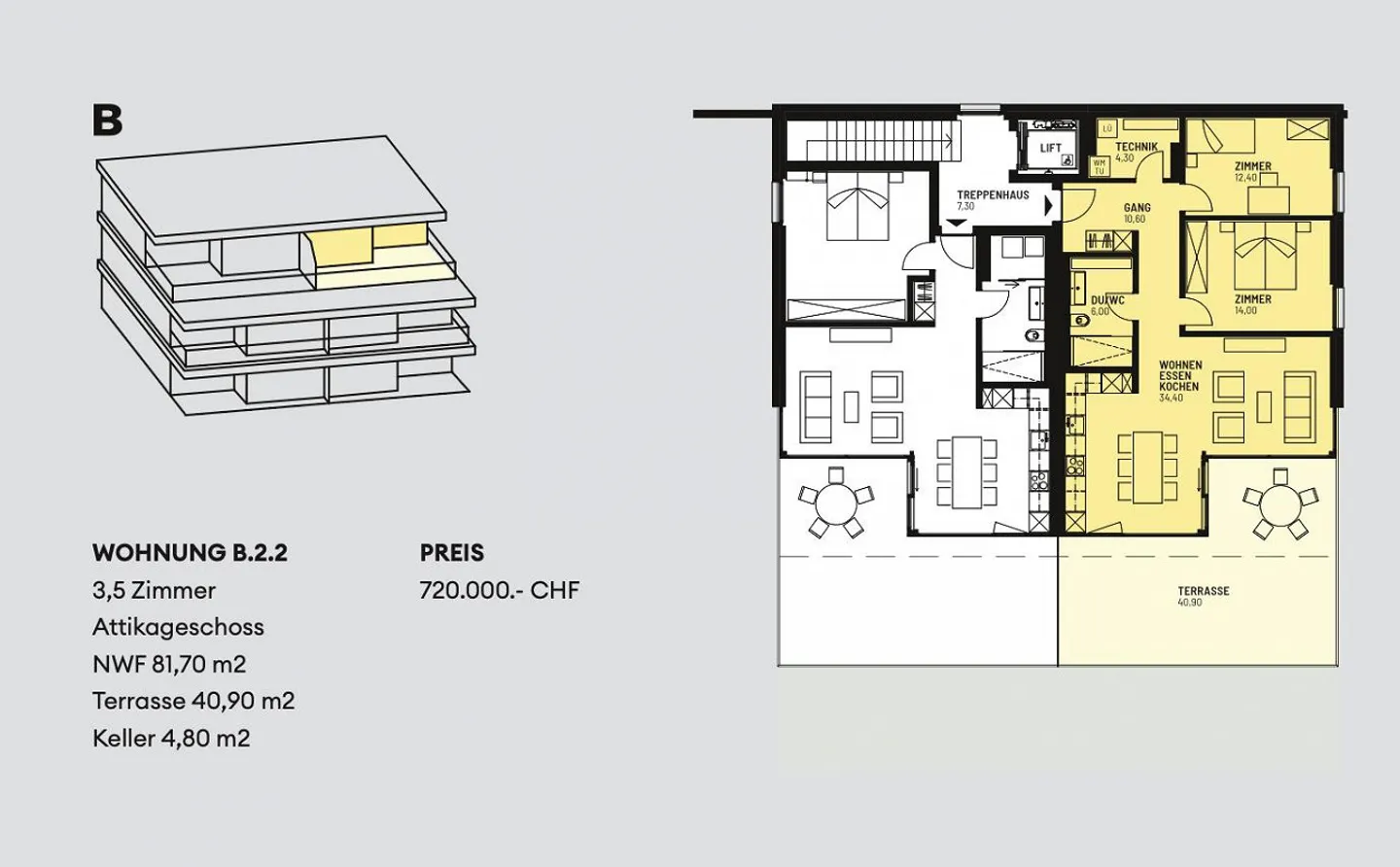Appartement penthouse attrayant de 3,5 pièces dans le nouveau projet Bachgarten - Photo 12 sur 12