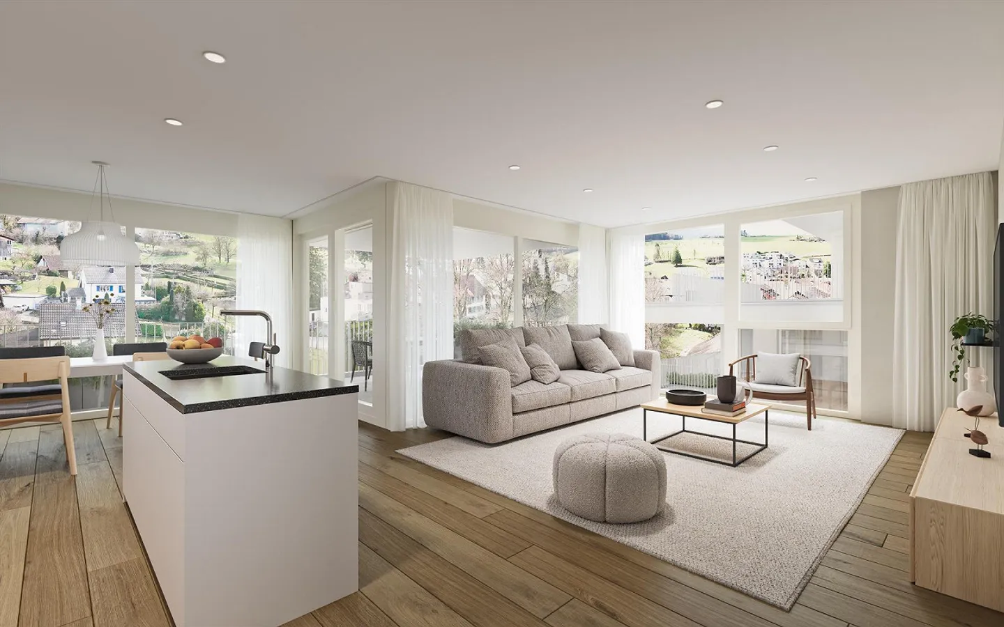 Moderne Terrassenwohnung mit 20.1 m² Sitzplatz im idyllischen Zeihen - Foto 1 di 11