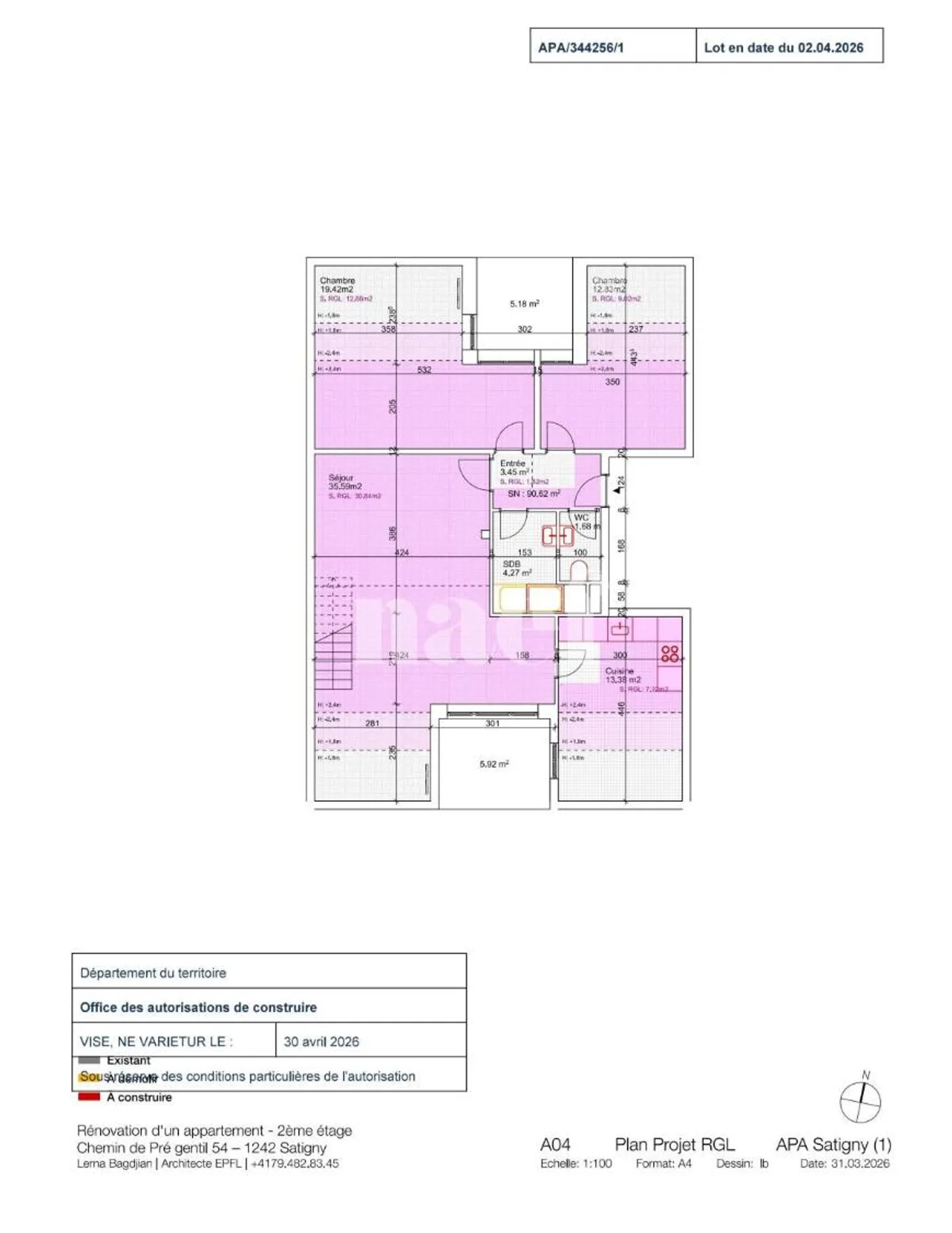 Apartment with 3.5 rooms and two real bedrooms, as a duplex in Satigny - Photo 2 of 2