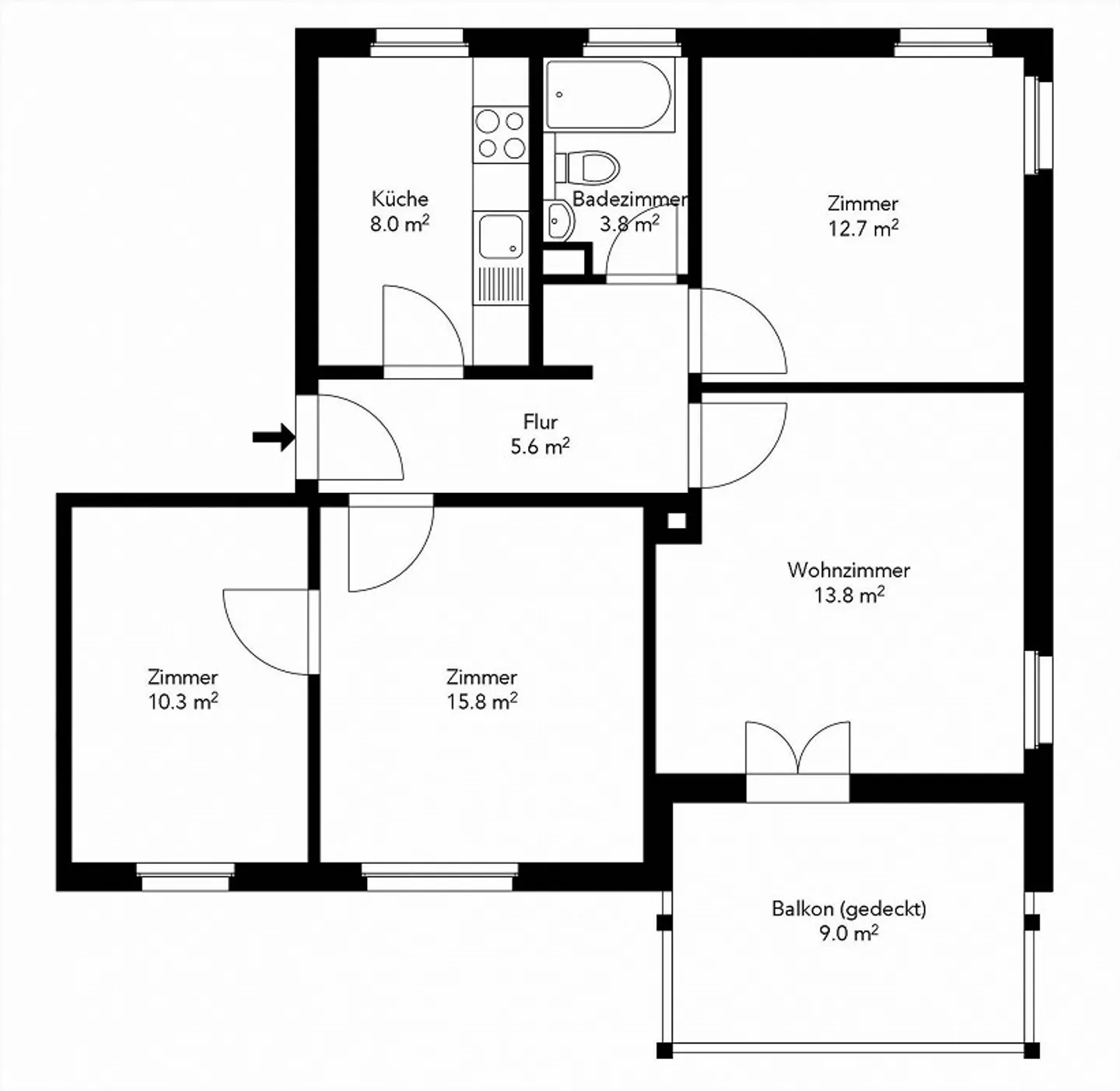 Freshly renovated 4-room apartment with balcony & single garage - Photo 12 of 12