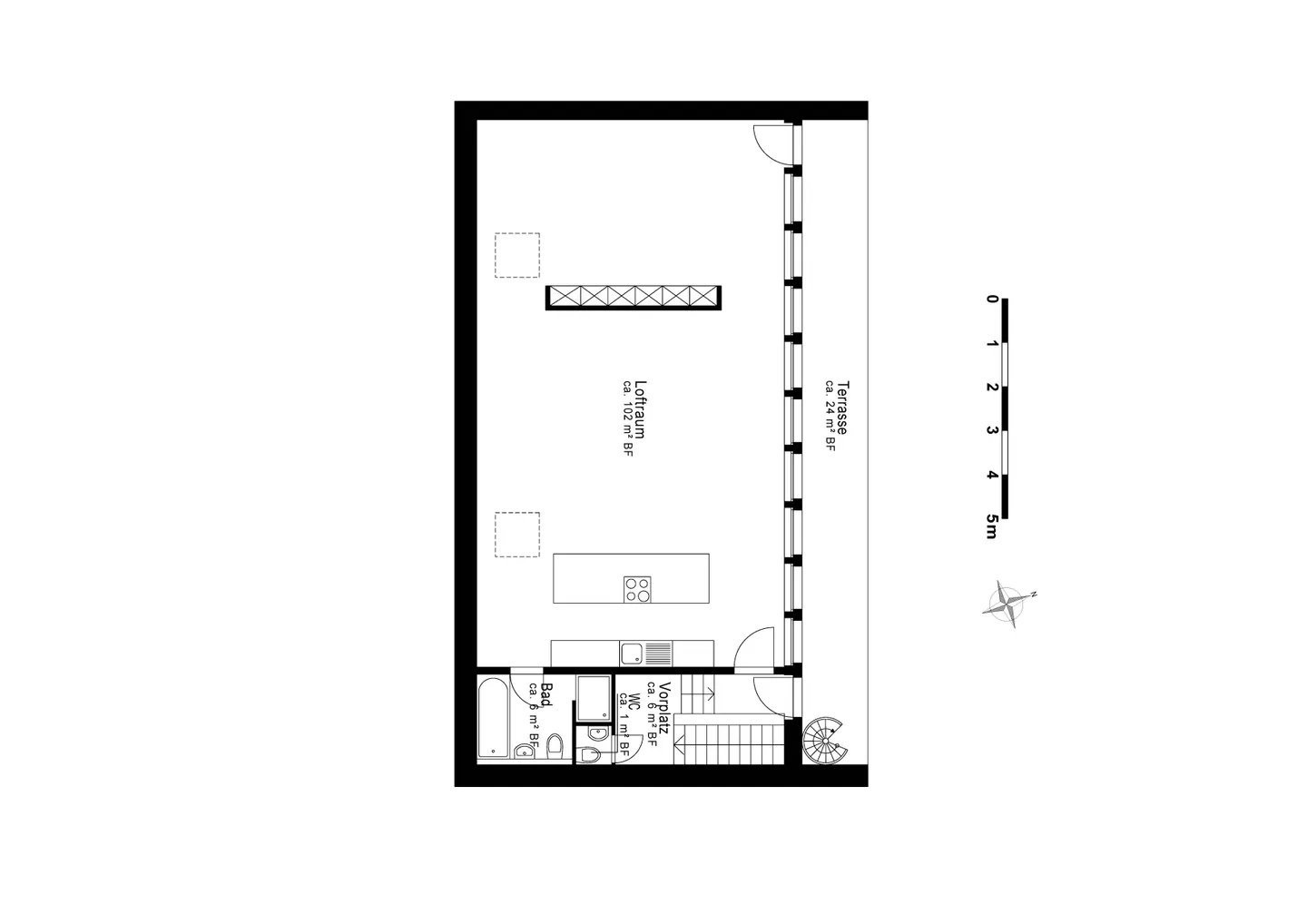 Loft avec terrasse sur le toit impressionnante à Gundeli - Photo 10 sur 12