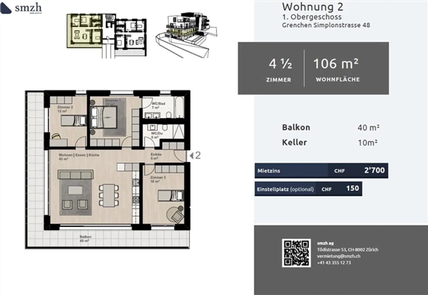 Appartamento moderno 4.5 locali con ampio balcone a Grenchen - Foto 2 di 12