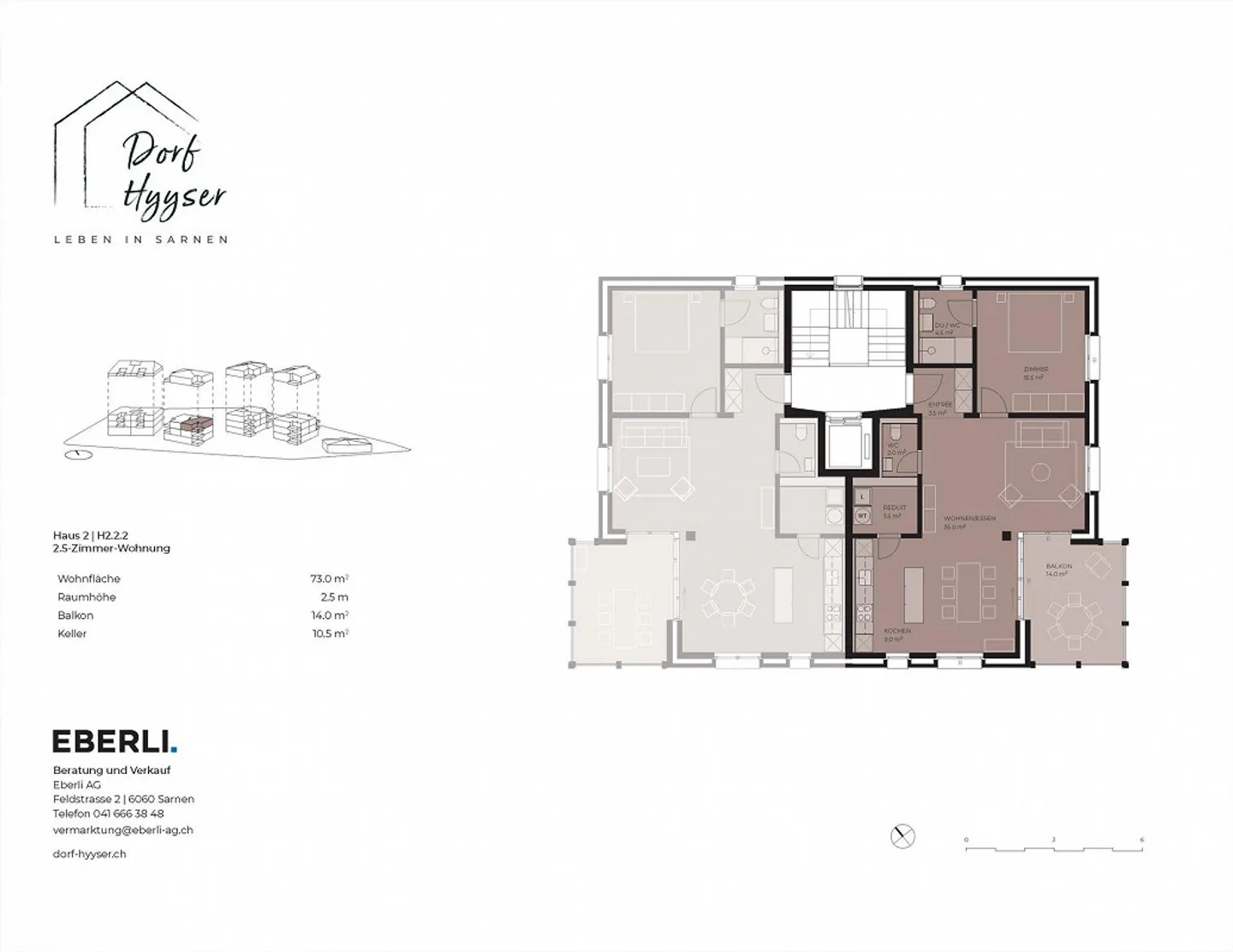 Moderne 2.5-Zimmer-Wohnung im Zentrum von Sarnen - Foto 5 von 5