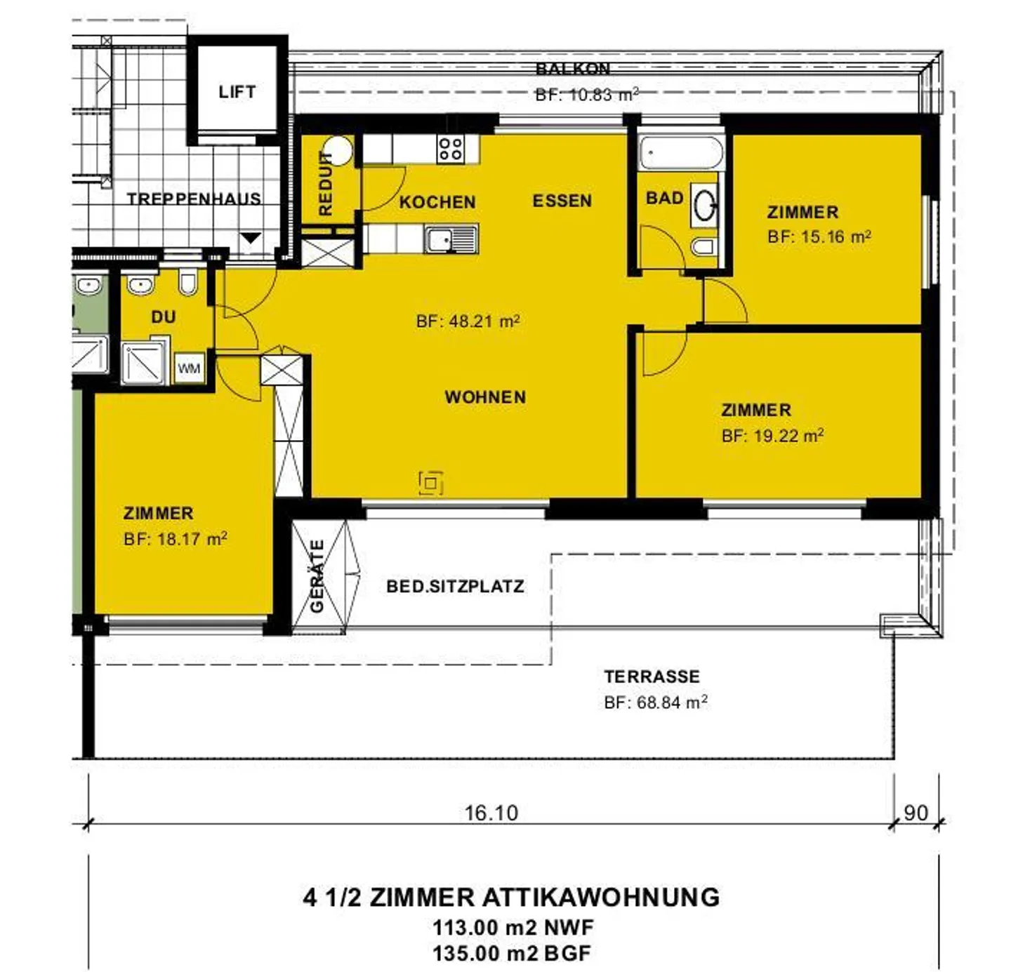 Charmante appartement en attique de 4,5 pièces à Dachsen avec grande terrasse - Photo 11 sur 11