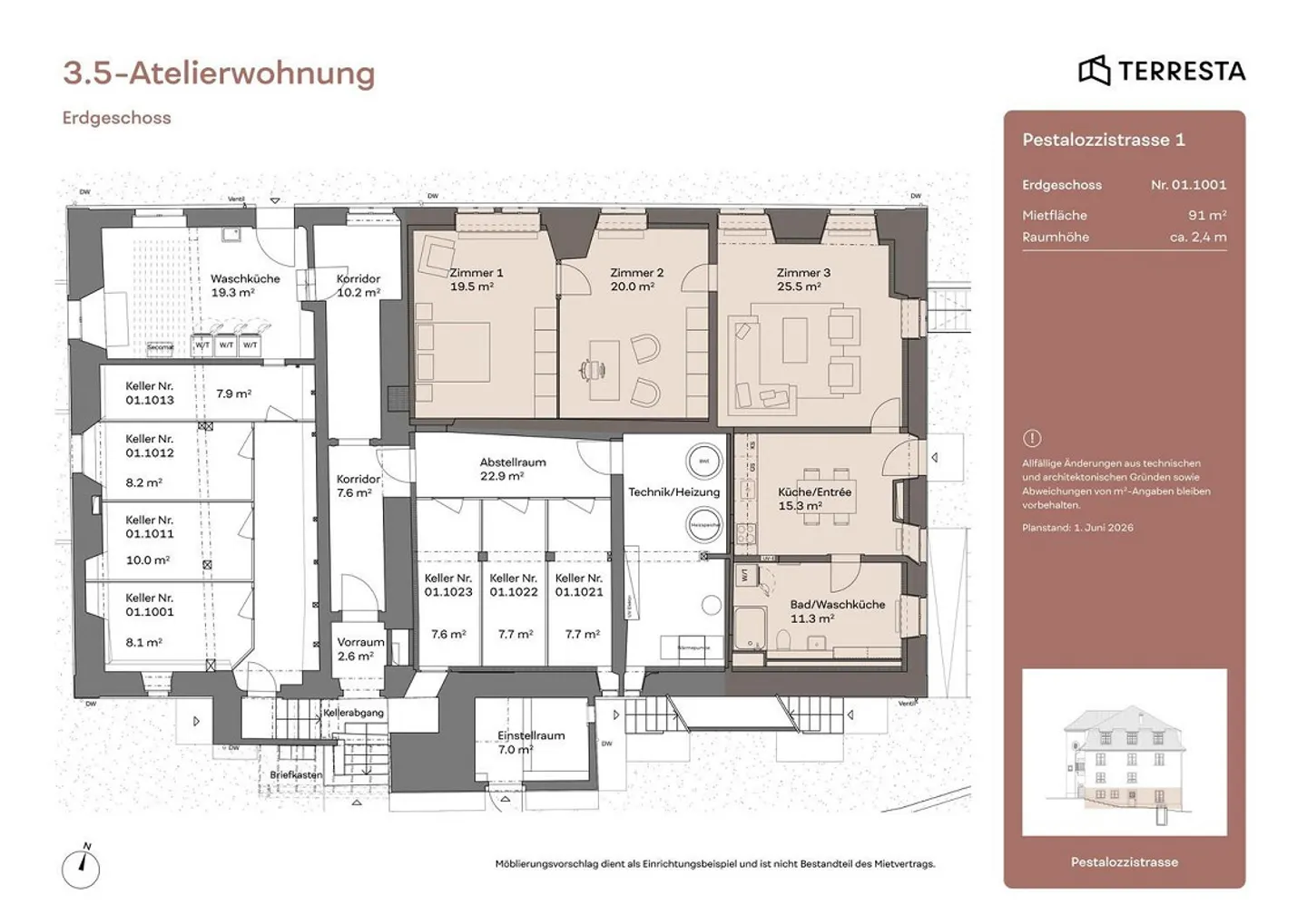 Première location : appartement de 3,5 pièces au rez-de-chaussée avec entrée séparée et accès direct à l'espace vert - Photo 1 sur 9