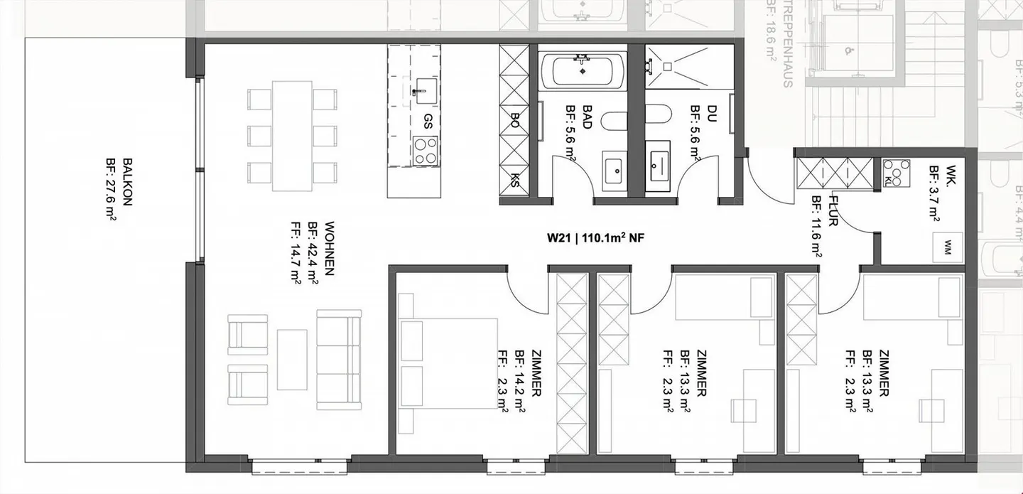 Appartement sous les combles sud-est de 4,5 pièces dans un emplacement central calme - Photo 17 sur 17