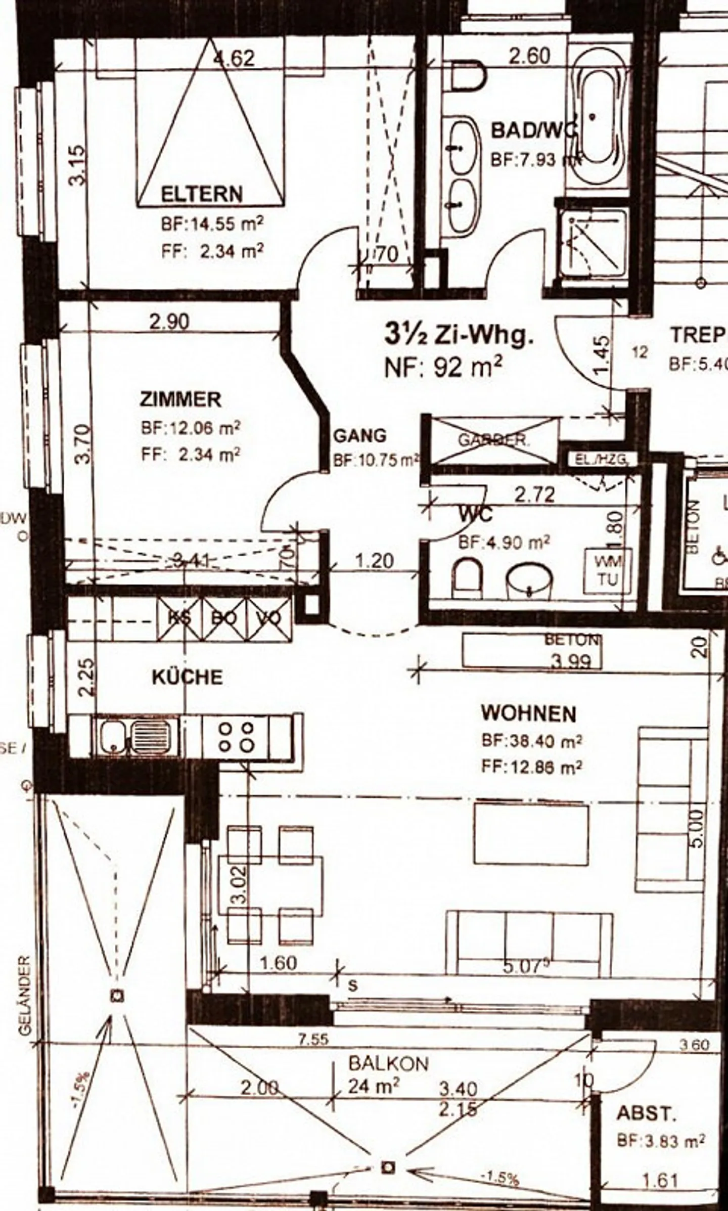 Moderne 3.5-Zimmer-Wohnung mit grosszügigem Balkon und Aussicht - Foto 12 von 12