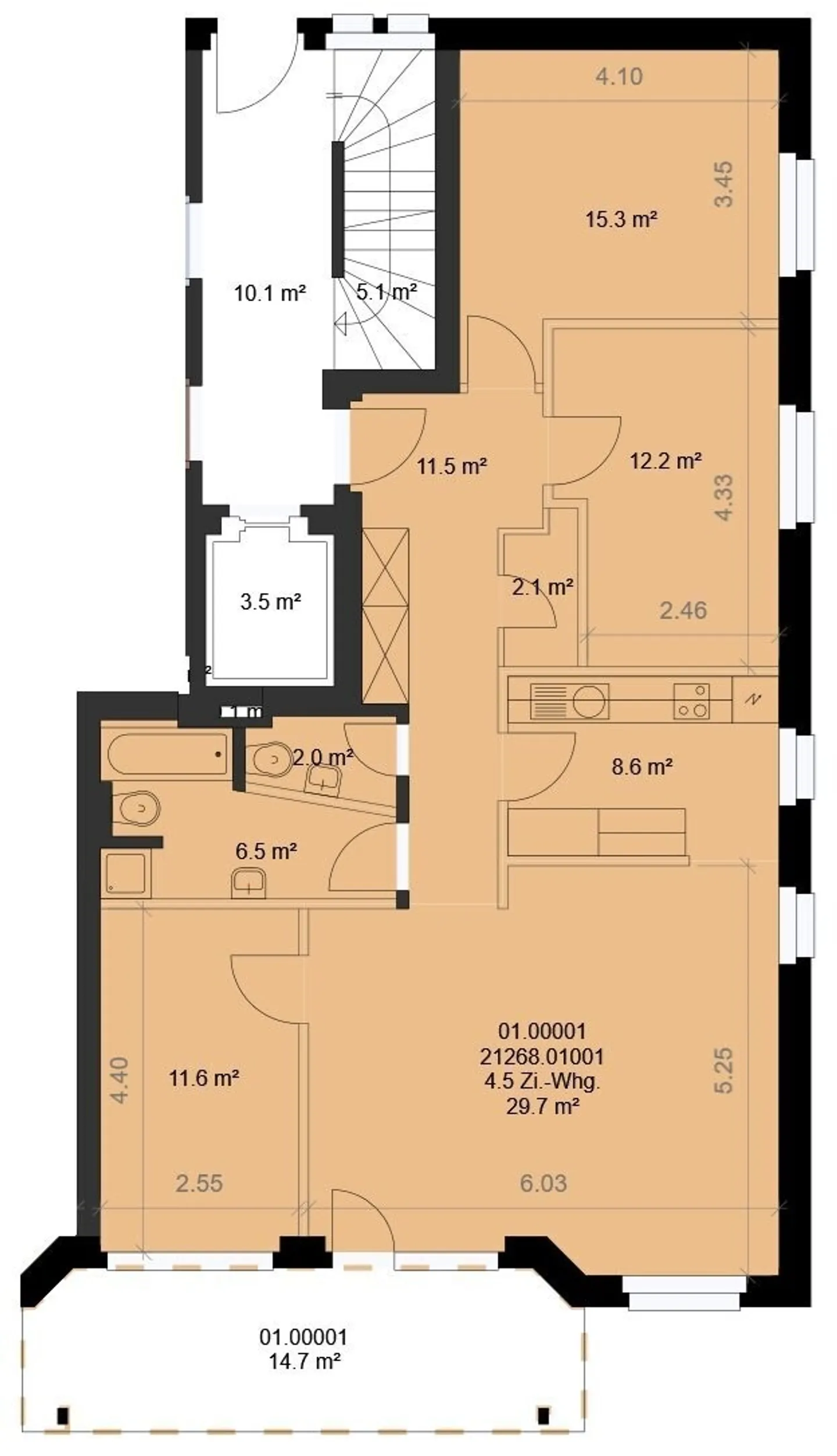 Modern 4.5-room apartment of 99 m² with garden seating area - Photo 12 of 12