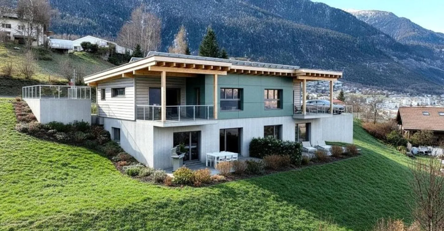 Maison familiale jumelée exclusive au-dessus des toits de Brig-Glis - Photo 2 sur 6