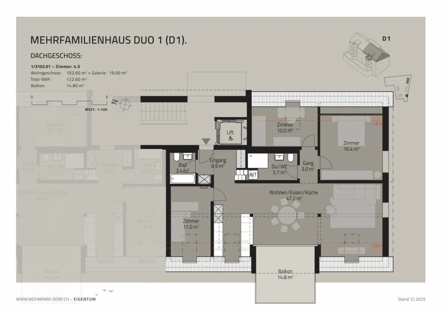 WOHNPARK DORF - 4.5-room apartment in the attic - Photo 6 of 9