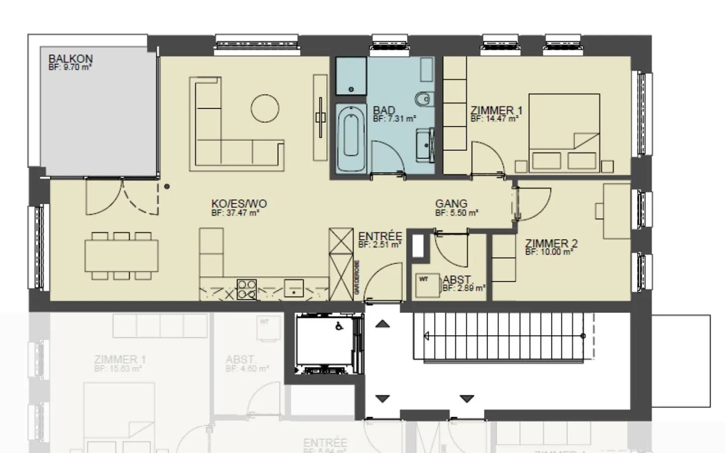 3.5-Zimmer-Wohnung inmitten der Grünzone - Foto 4 von 5