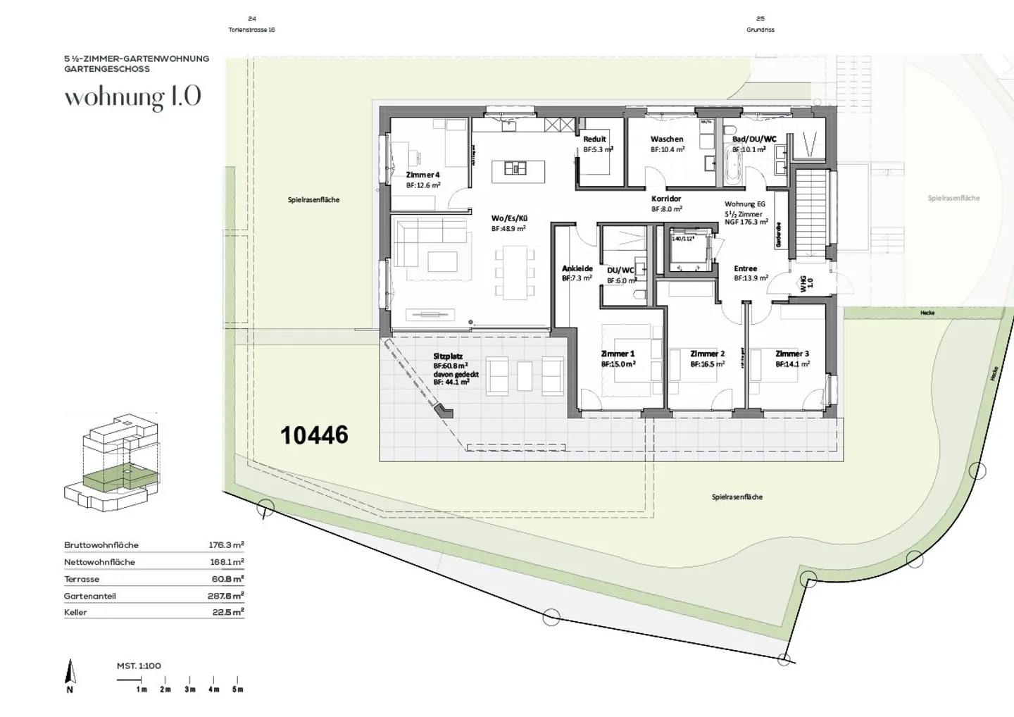 Spacious 5.5-room garden apartment, 176m2 living area, in a nature-friendly location with partial lake view - Photo 6 of 12