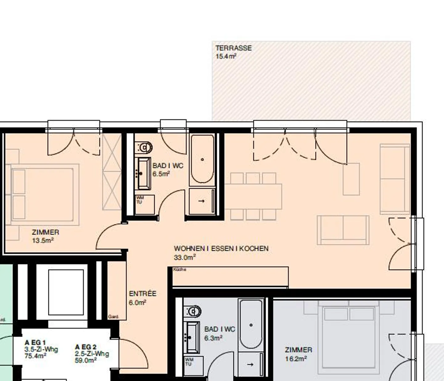 Appartement moderne de 2,5 pièces dans le beau Bischofszell - Photo 8 sur 8