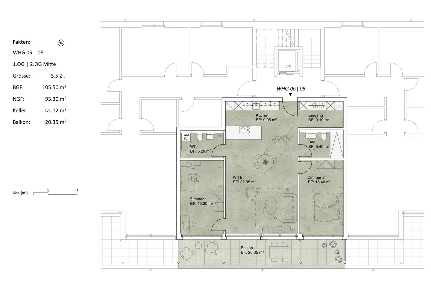 Appartamento 3,5 locali al 2° piano con loggia vetrata - Foto 6 di 6