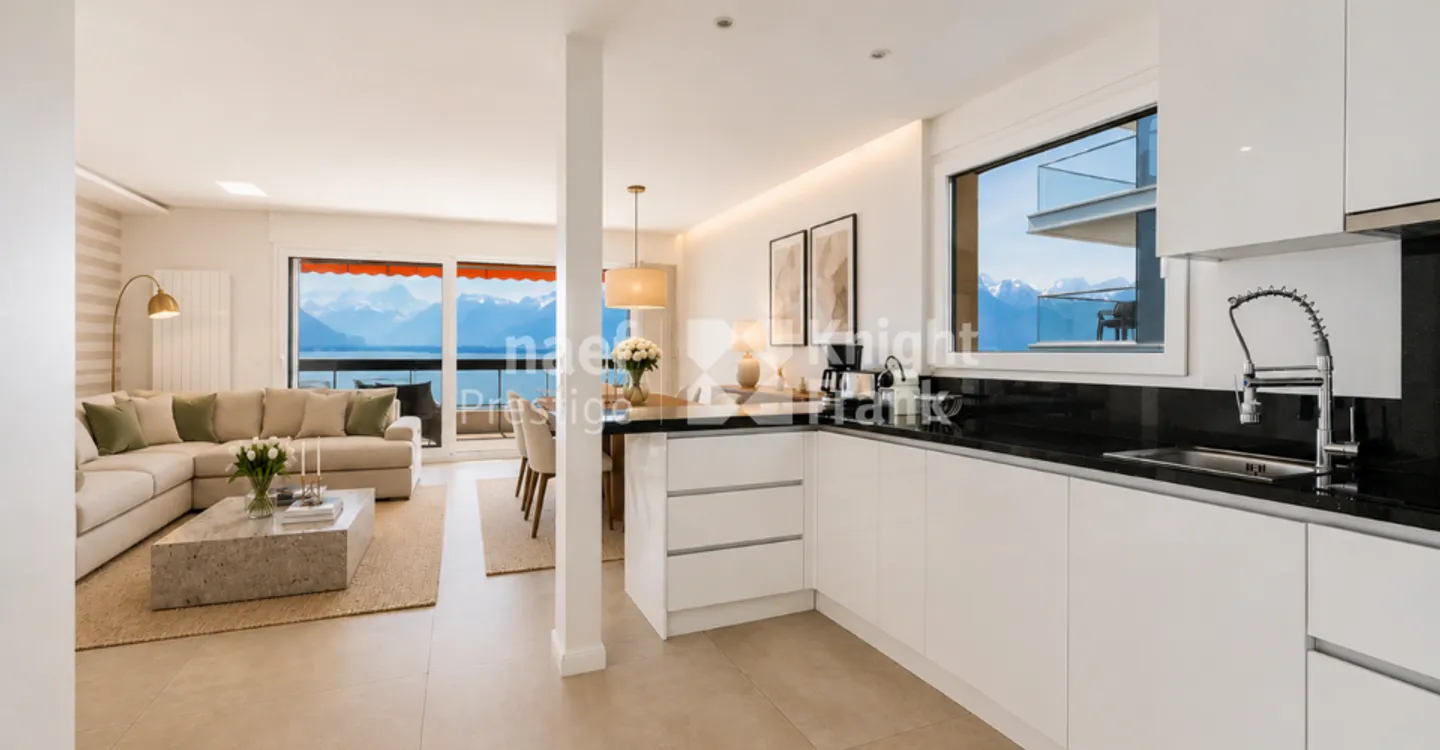 Superb 3.5 room apartment on the lake shore for sale in the center of Montreux - Photo 1 of 12