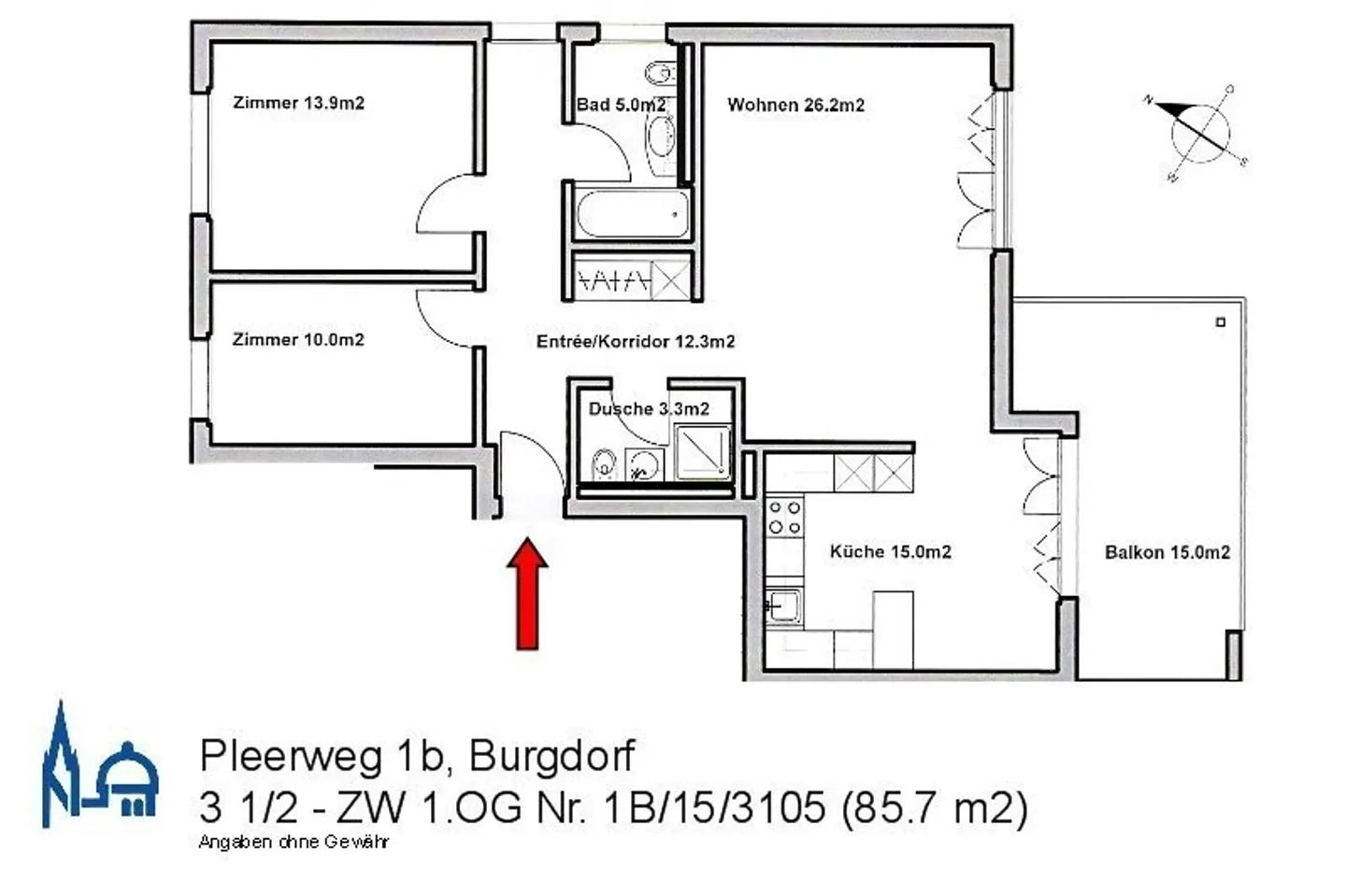 Moderne 3.5-Zimmerwohnung - Foto 8 von 8