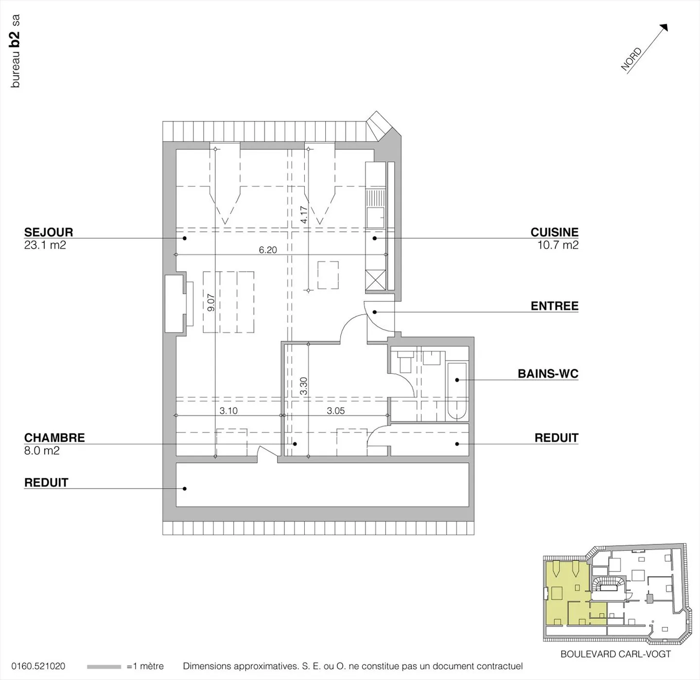 Plainpalais - 3 stanze in soffitta - 52 m2 - Foto 4 di 4