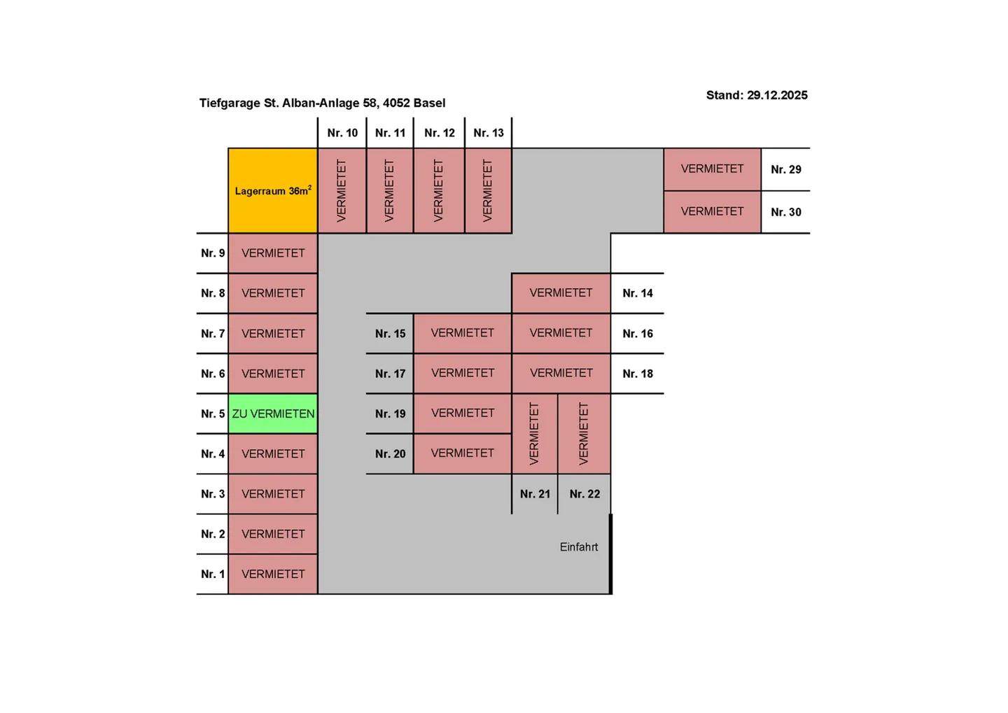 Posti auto nel garage sotterraneo vicino a Aeschenplatz in affitto - Foto 7 di 7