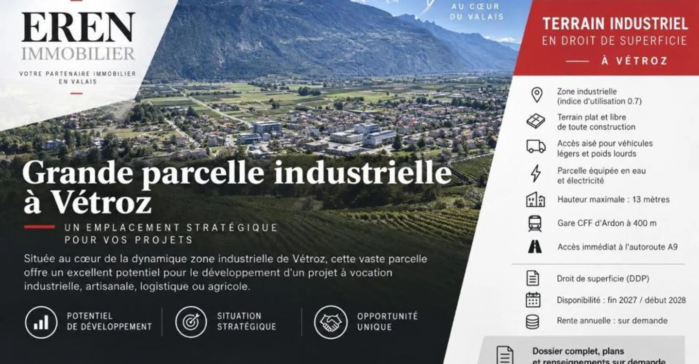 Terreno industriale in diritto di superficie a Vétroz - Foto 1 di 3