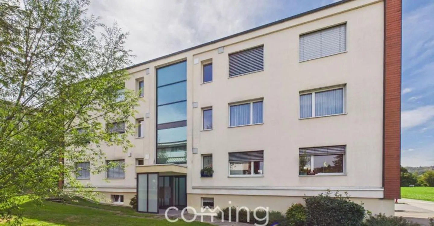 Appartement de 4,5 pièces modernisé à Riedholz avec vue sur la montagne et balcon - Photo 1 sur 11