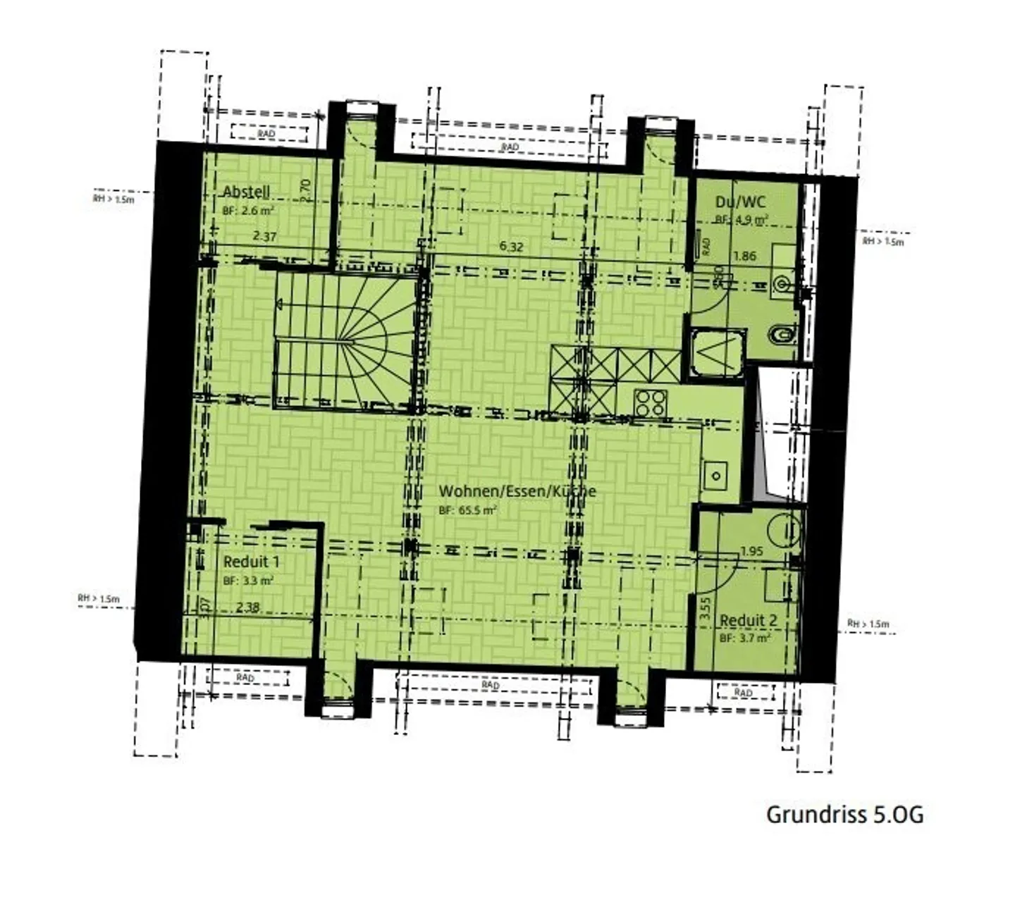 Nouvel appartement en penthouse d'une chambre au style loft au cœur de Winterthur - Photo 7 sur 7