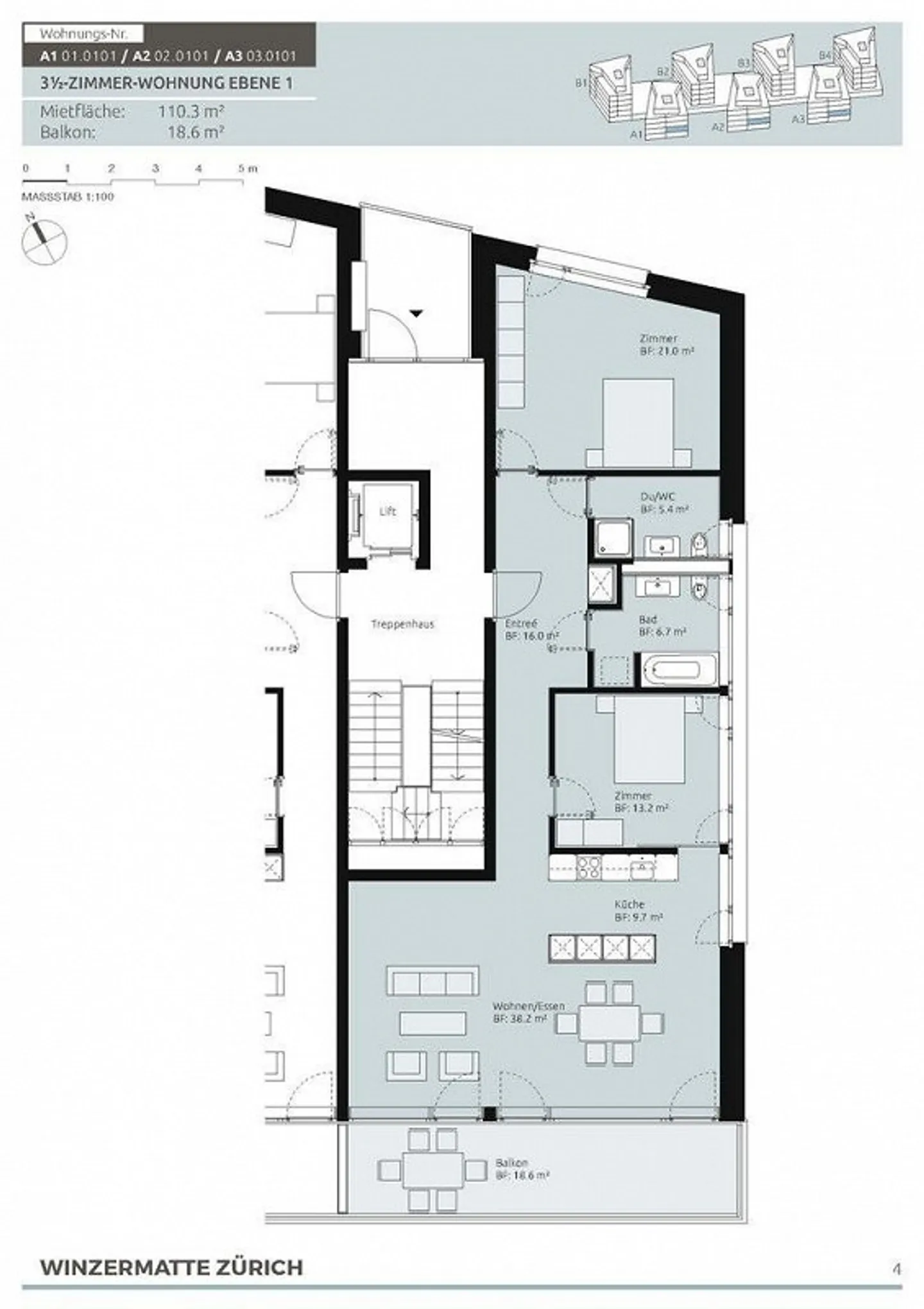 Modernes Apartment an der Limmat - Foto 10 von 10