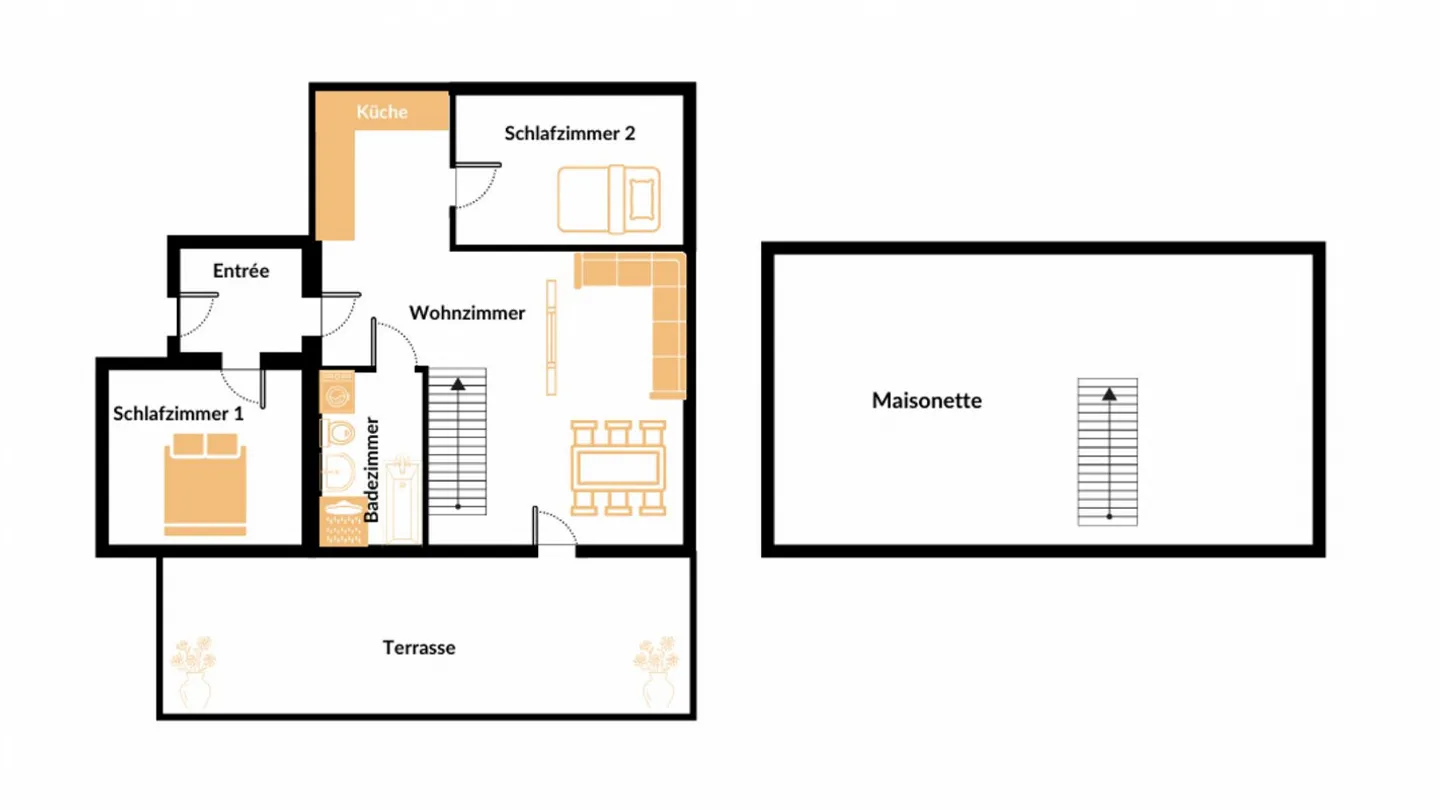 Maisonette de rêve 4 pièces avec terrasse et galerie - Photo 9 sur 13
