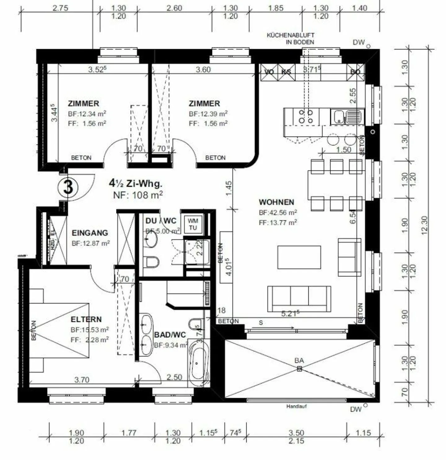 For rent at Brunnenweg 3 in Oberwil-Dägerlen, 4.5 room apartment - near Winterthur - Photo 4 of 7
