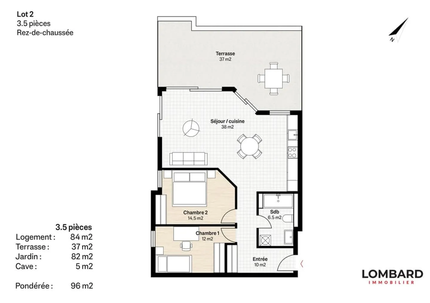 ***RÉSERVÉ*** Appartement neuf de 3.5 pièces au rez-de-chaussée - Foto 6 von 6