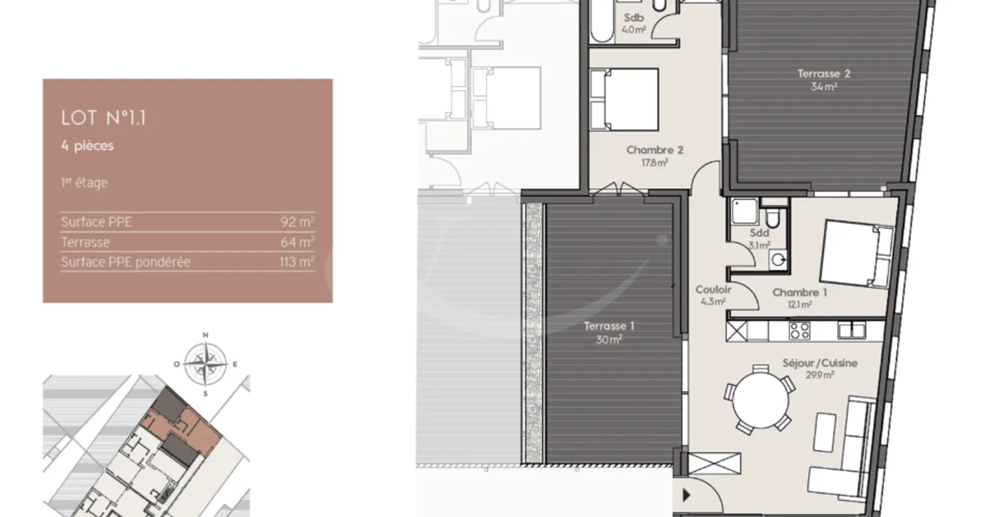 Esclusività? Appartamento di 4 stanze con 64 m² di terrazze? Nations - Servette - Foto 6 di 7