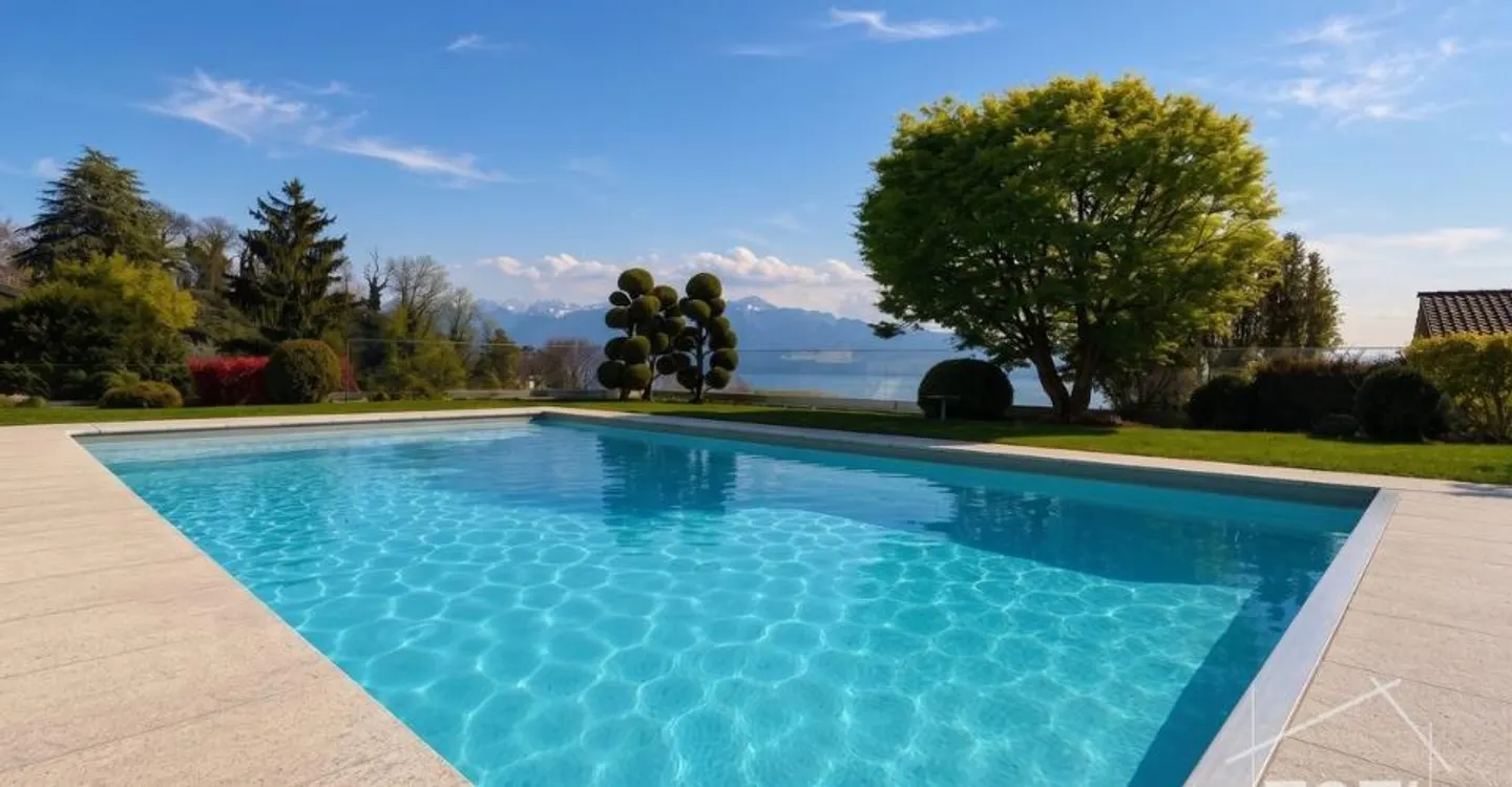 Duplex 5.5 rooms of 231 m² - 1,100 m² garden, private pool and lake view - Lutry - Photo 4 of 13