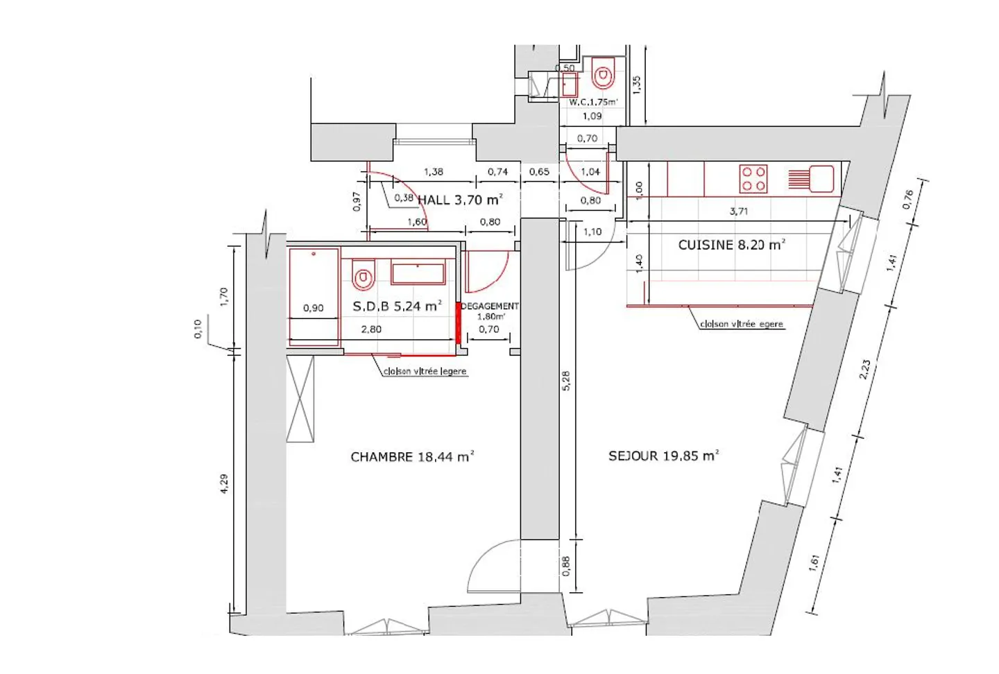 Appartamento di 3 locali di circa 57m2, idealmente situato in un edificio di lusso nel cuore del centro di Ginevra, vicino alle Rues Basses e a tutti i servizi. - Foto 1 di 2
