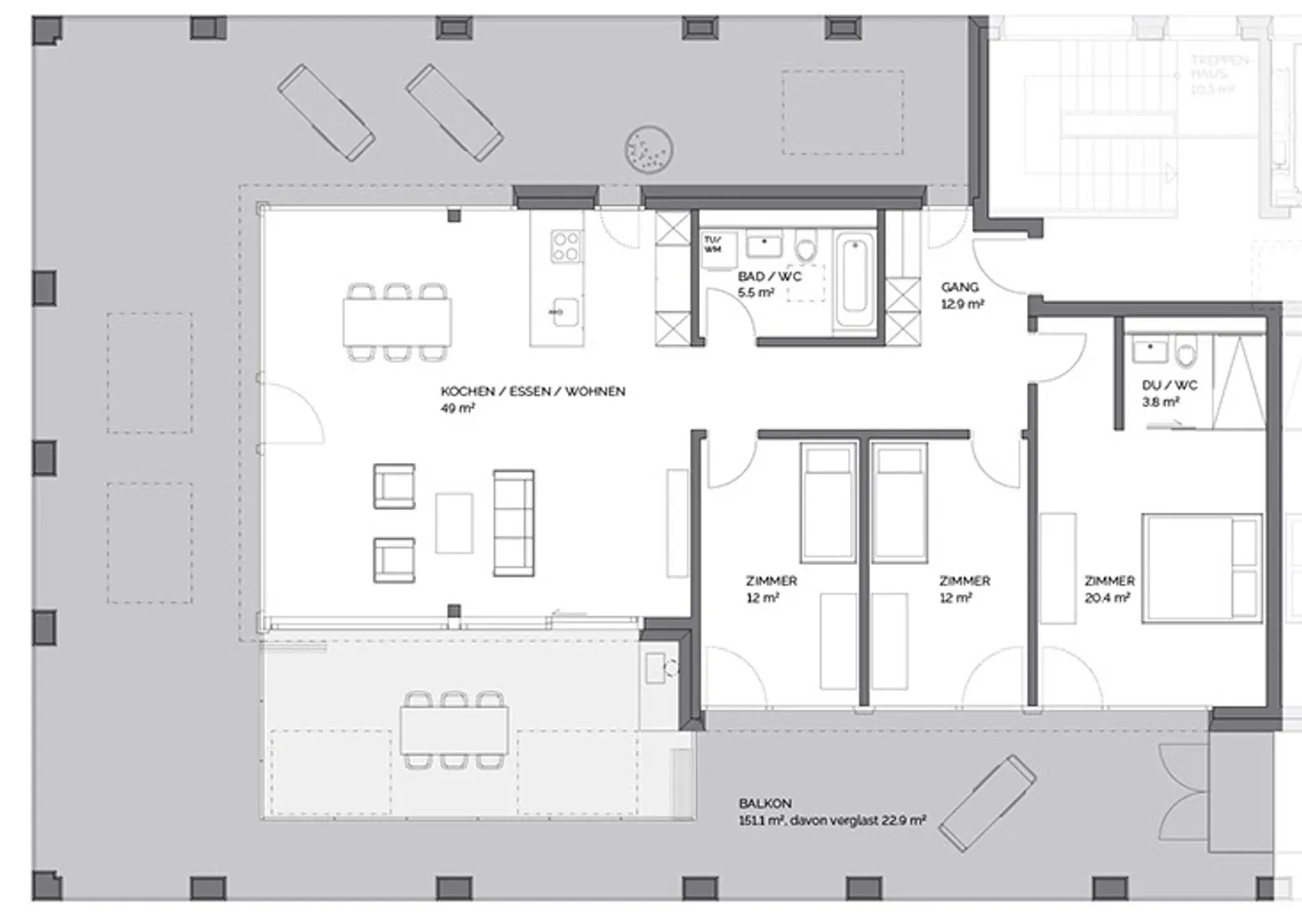 Appartamento attico esclusivo 4.5 locali al 6° piano - Foto 8 di 8