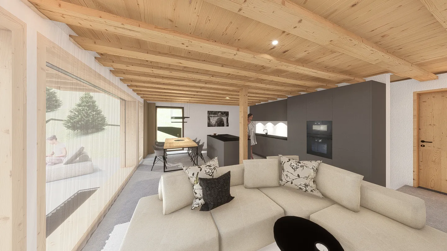 Maison semi-détachée de 5,5 pièces comme résidence principale de haute qualité (3C) à Davos Wiesen - Photo 2 sur 7