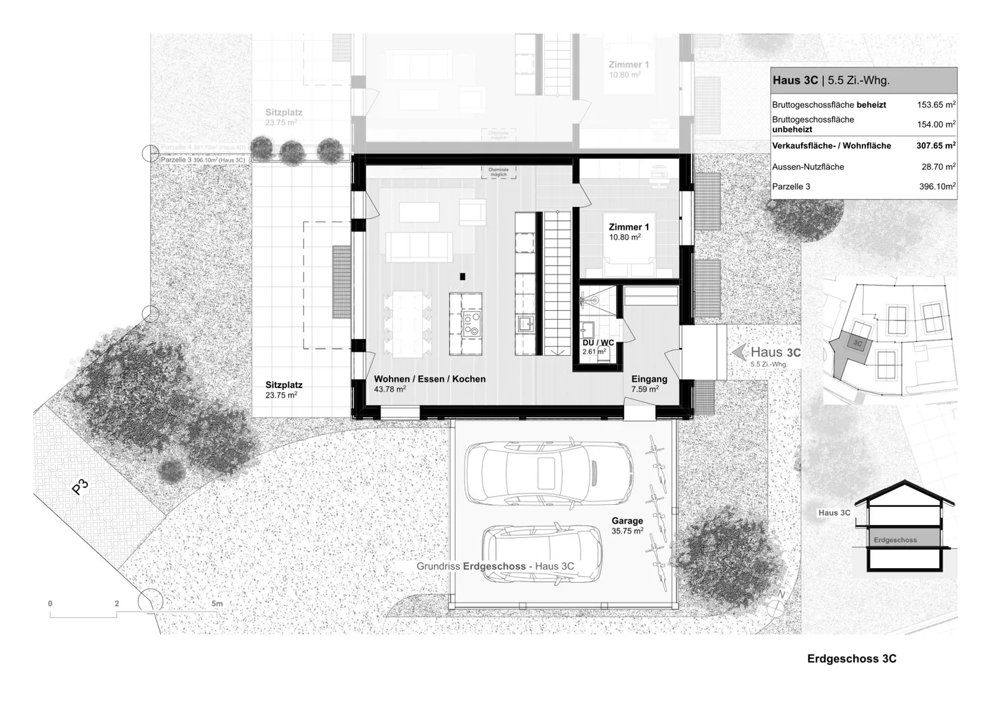 Maison semi-détachée de 5,5 pièces comme résidence principale de haute qualité (3C) à Davos Wiesen - Photo 4 sur 7