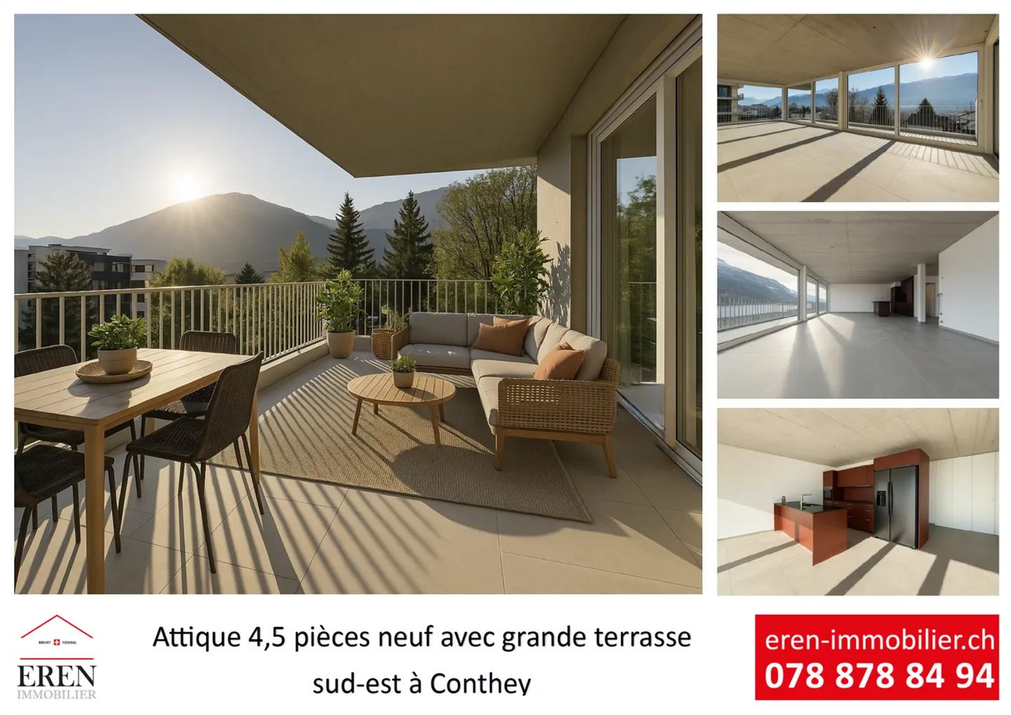 Magnifique Attique 4,5 neu mit Panoramablick und 55 m2 Südost-Terrasse - Foto 1 von 13