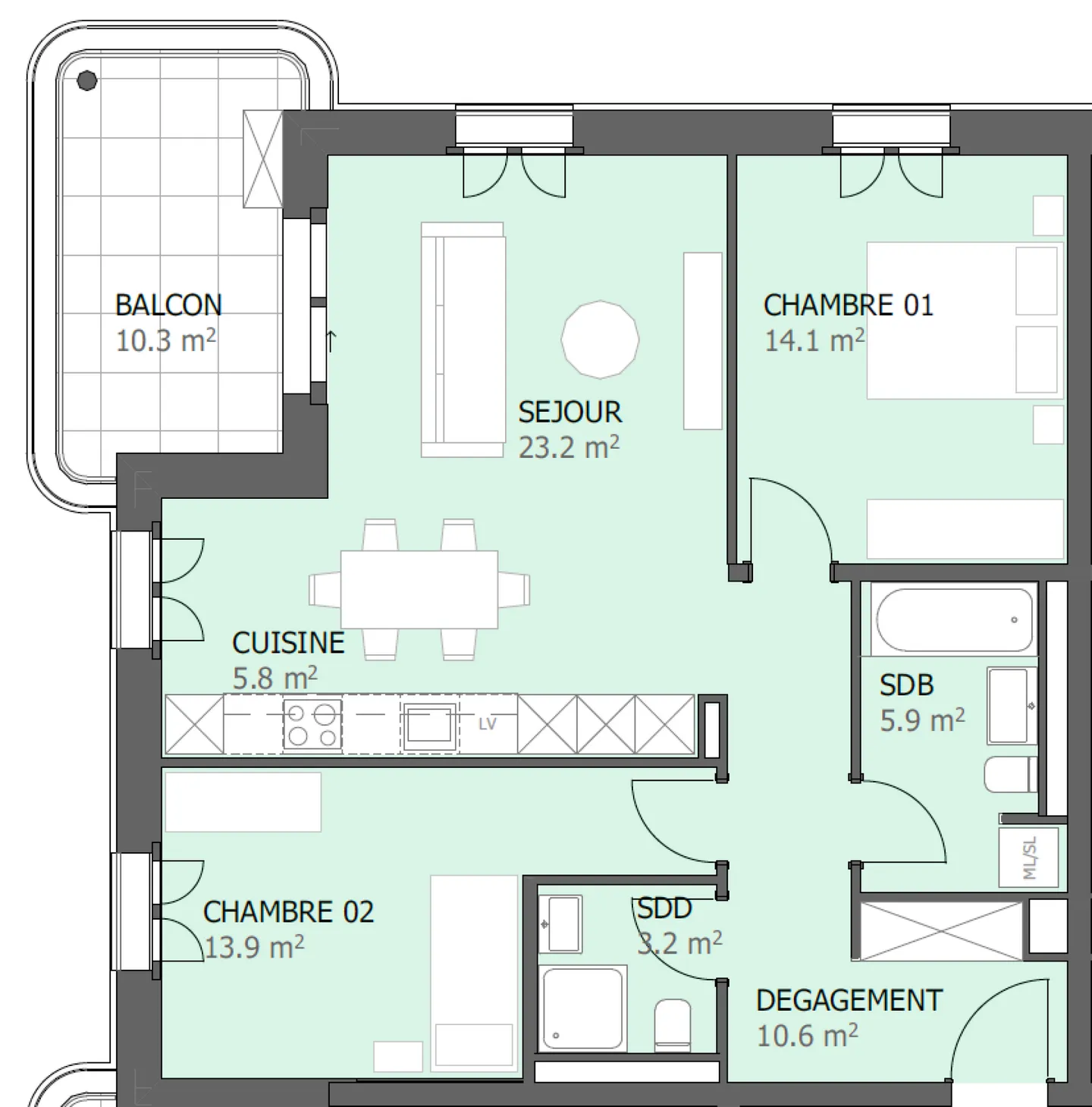 Prairie 5 - 3,5-Zimmer-Wohnung im 3. Stock - Foto 11 von 12