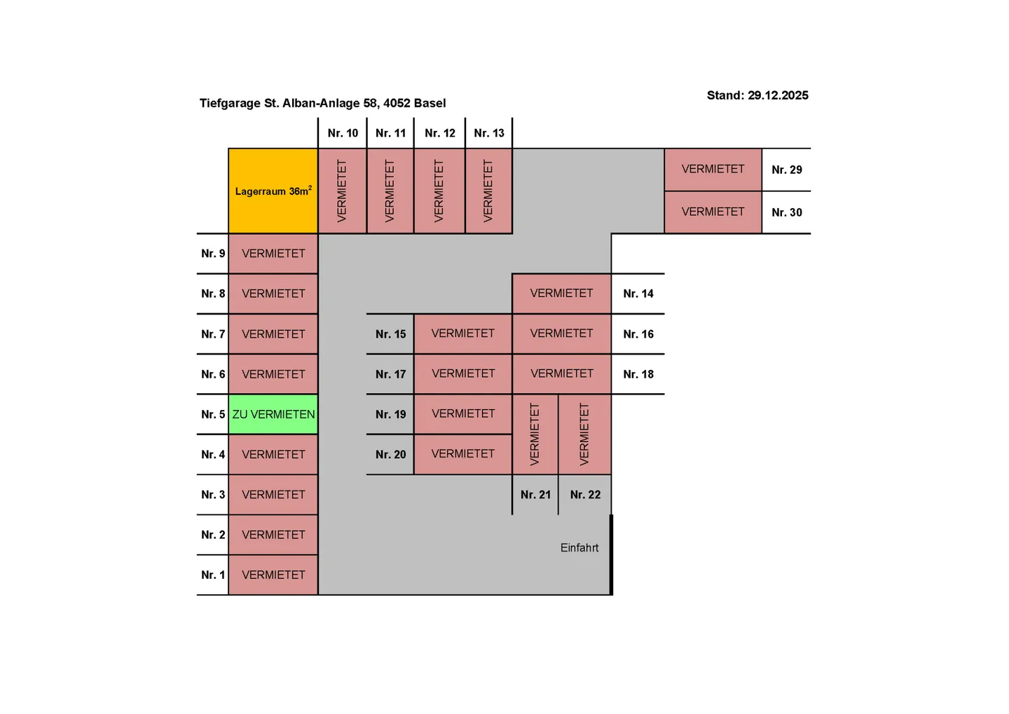 Posti auto nel garage sotterraneo vicino a Aeschenplatz in affitto - Foto 7 di 7