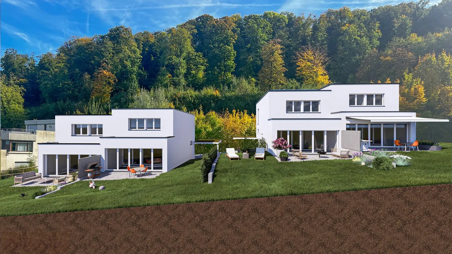 Sunny semi-detached family houses in elevated location with far-reaching views - Photo 1 of 18