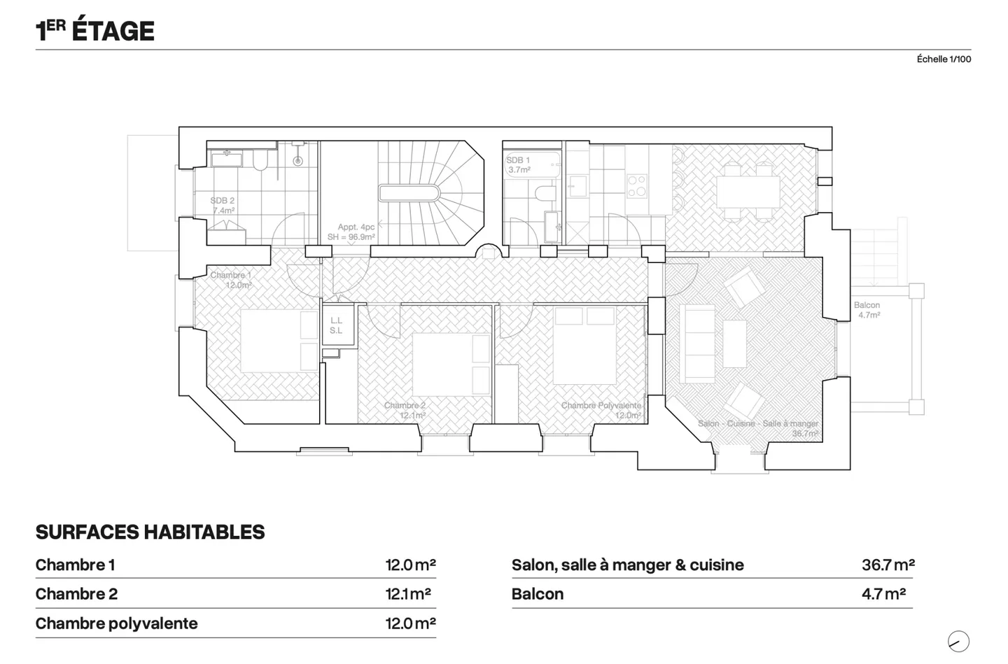 4.5 rooms in Rumine - A rare charm in the heart of Lausanne - Photo 6 of 6
