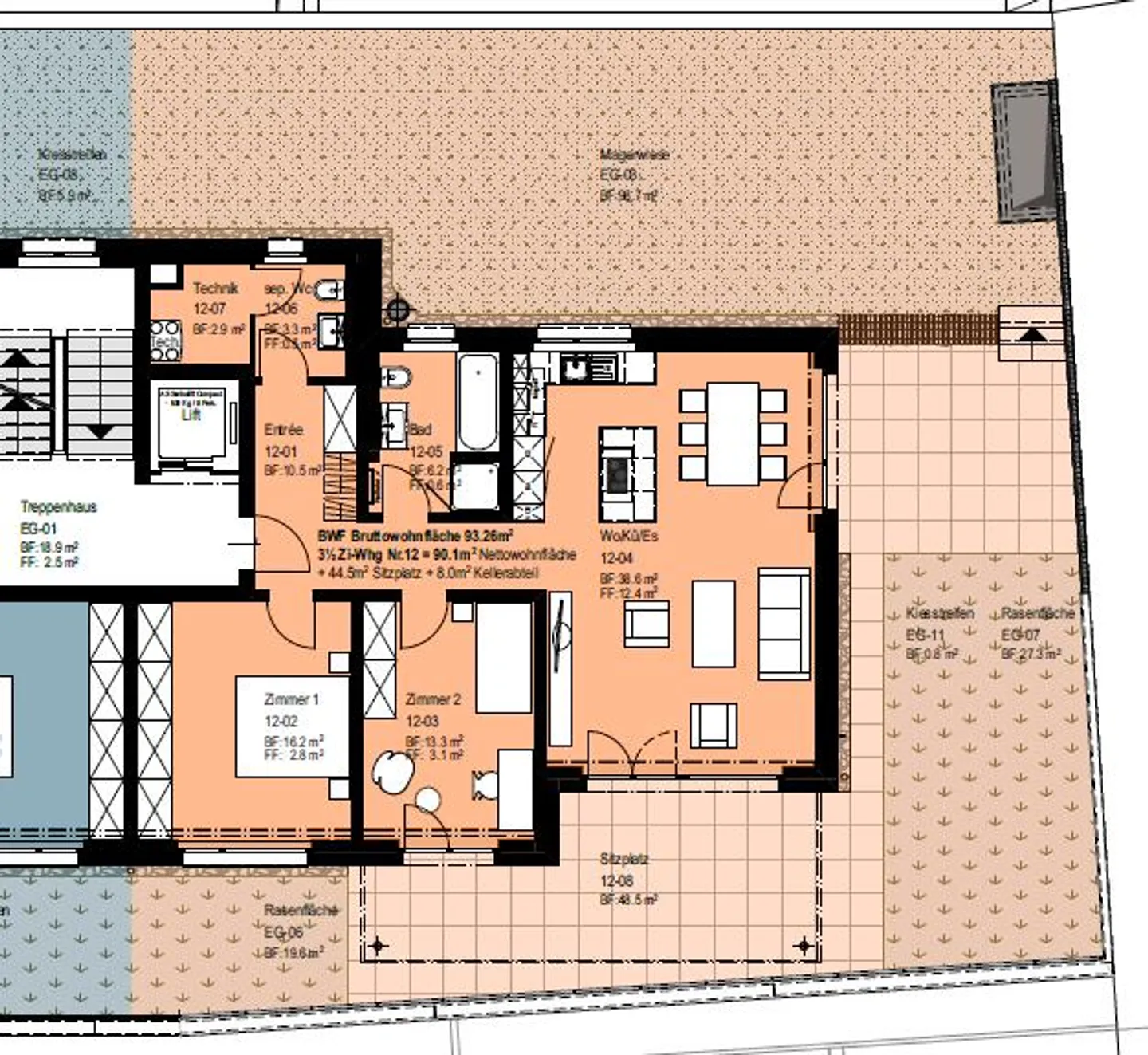 New 3 ½ - Room Apartment on the Ground Floor-East with Large Surroundings - Photo 4 of 28